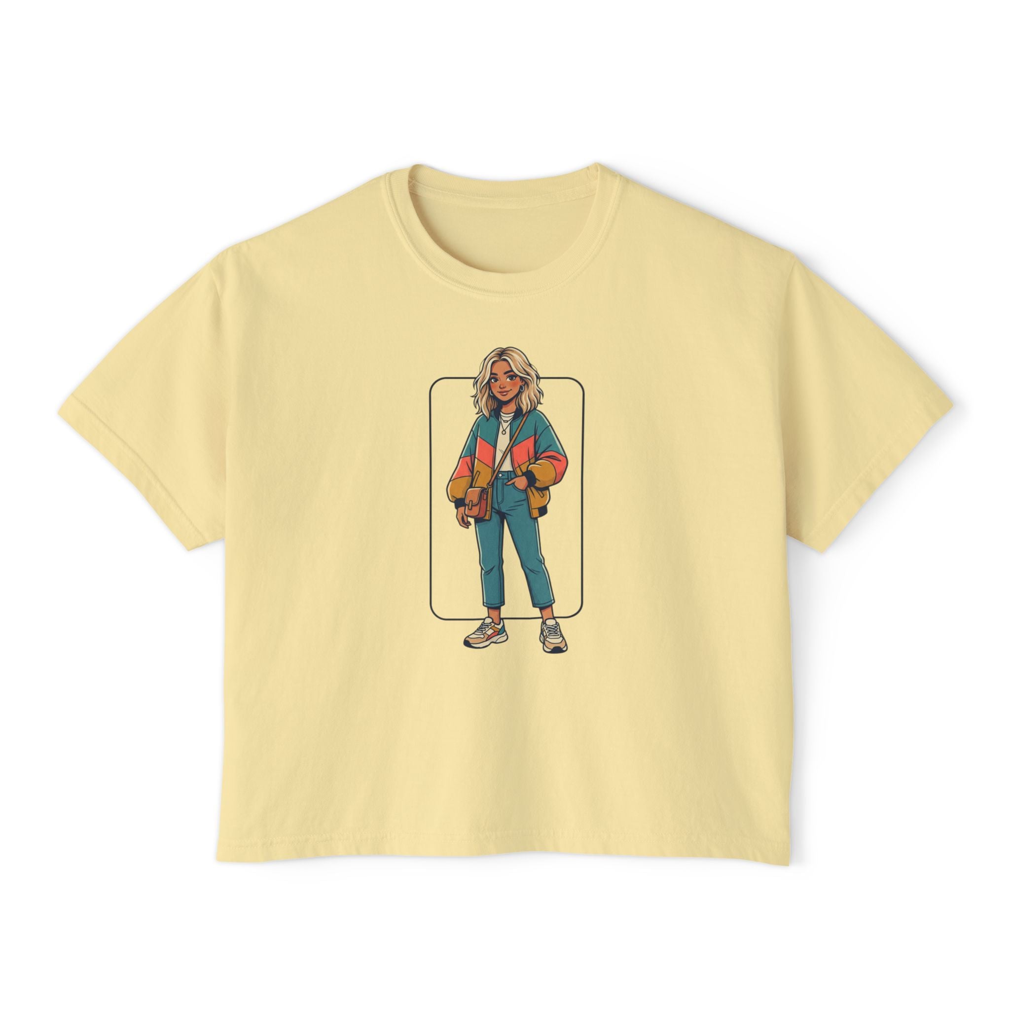 Boxy Tee — Retro Street Style Girl Graphic Shirt