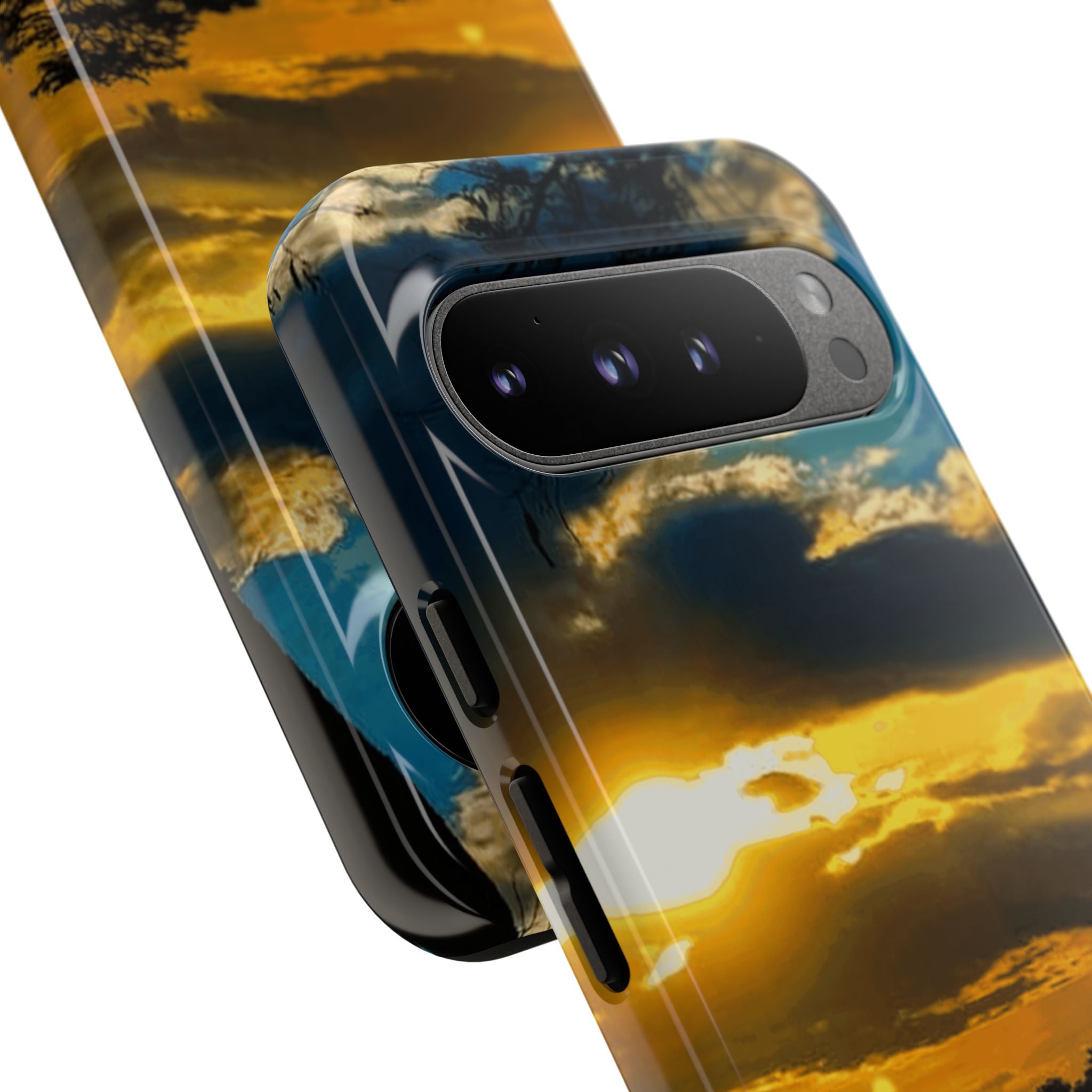 Sunset Sky Tough Phone Case – Durable Protective Phone Cover with Golden Clouds Design