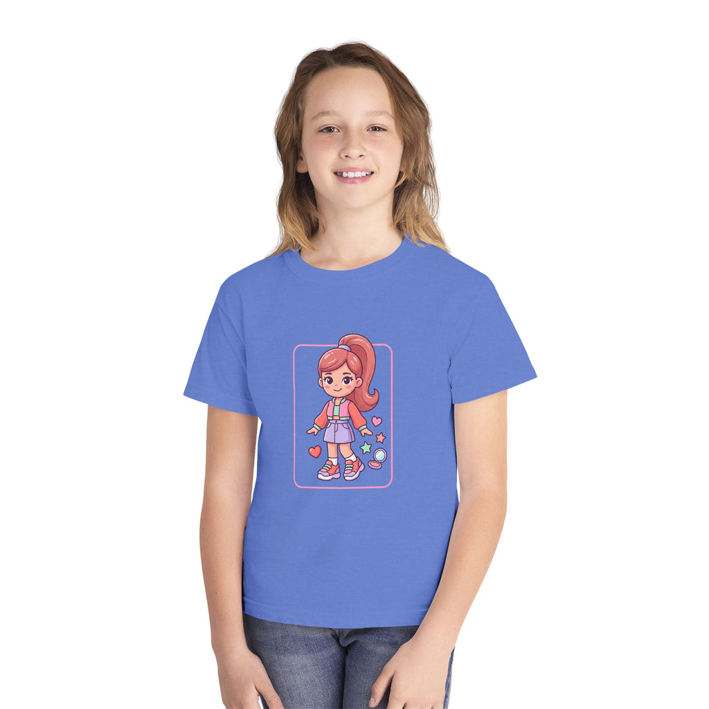 Cute Gamer Girl Youth Tee — Kawaii Cartoon Character Shirt for Kids