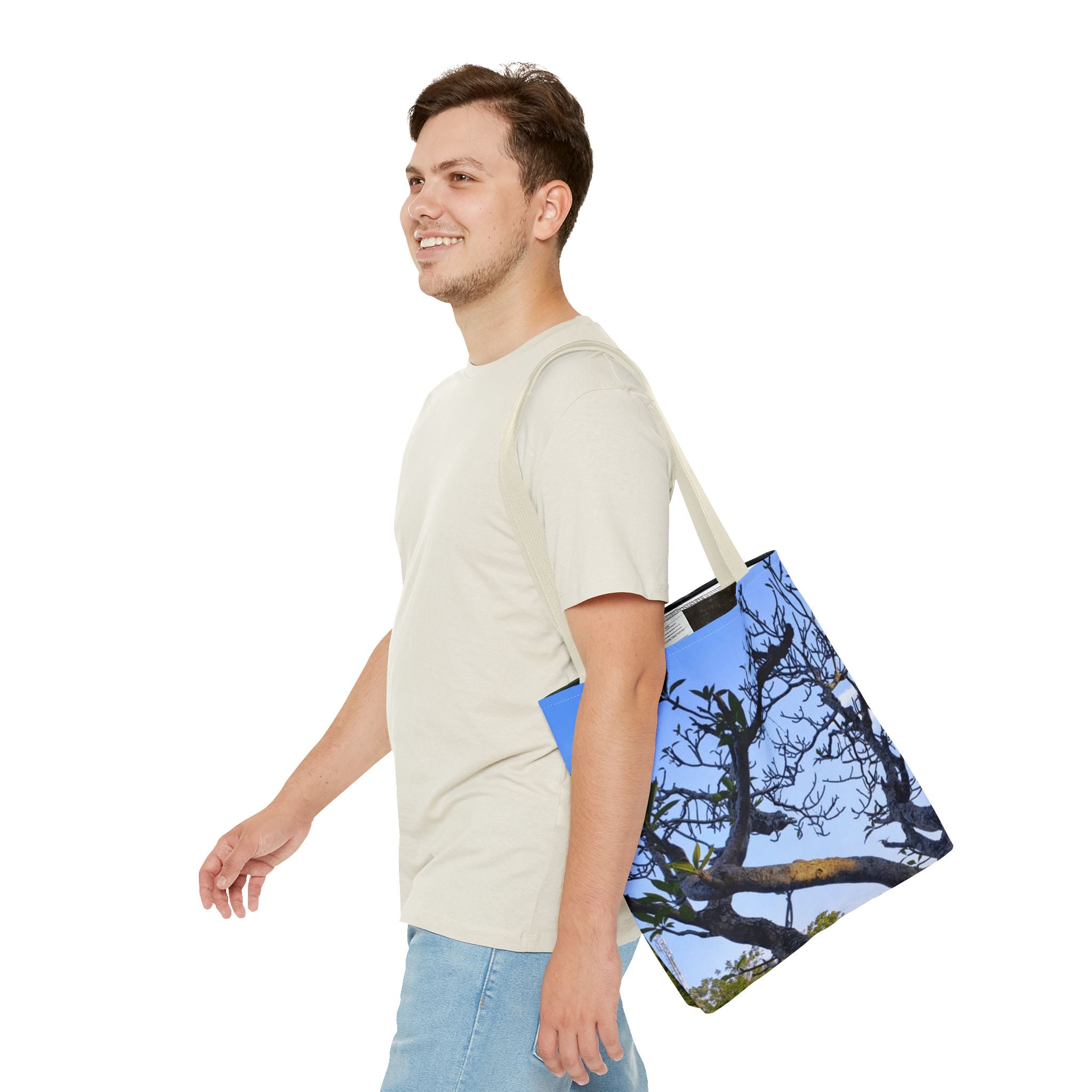 Nature Photo Tote Bag – Scenic Tree & Waterfall All-Over Print