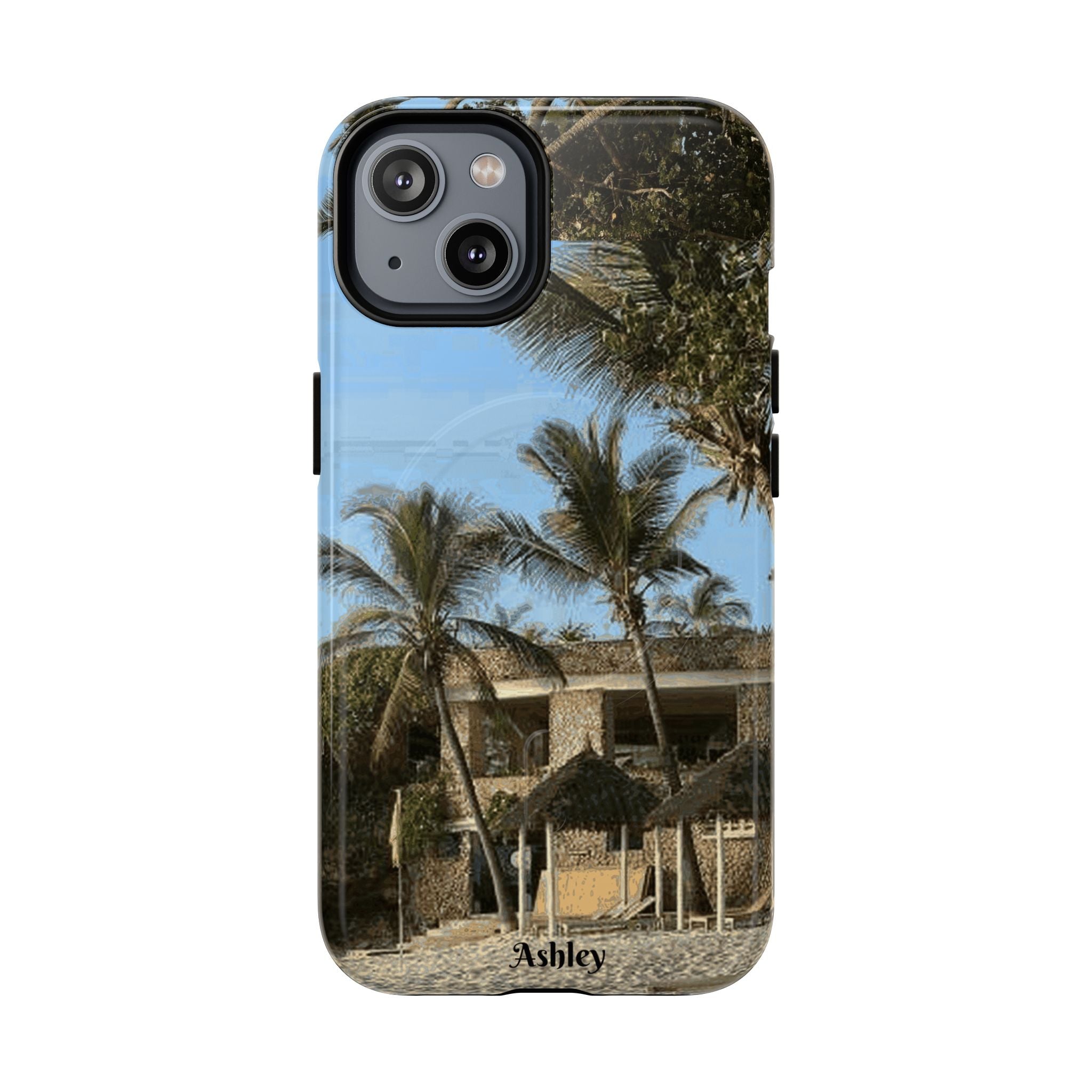 Tropical Palm Beach Magnetic Phone Case — Customizable 'Ashley' Seaside Design