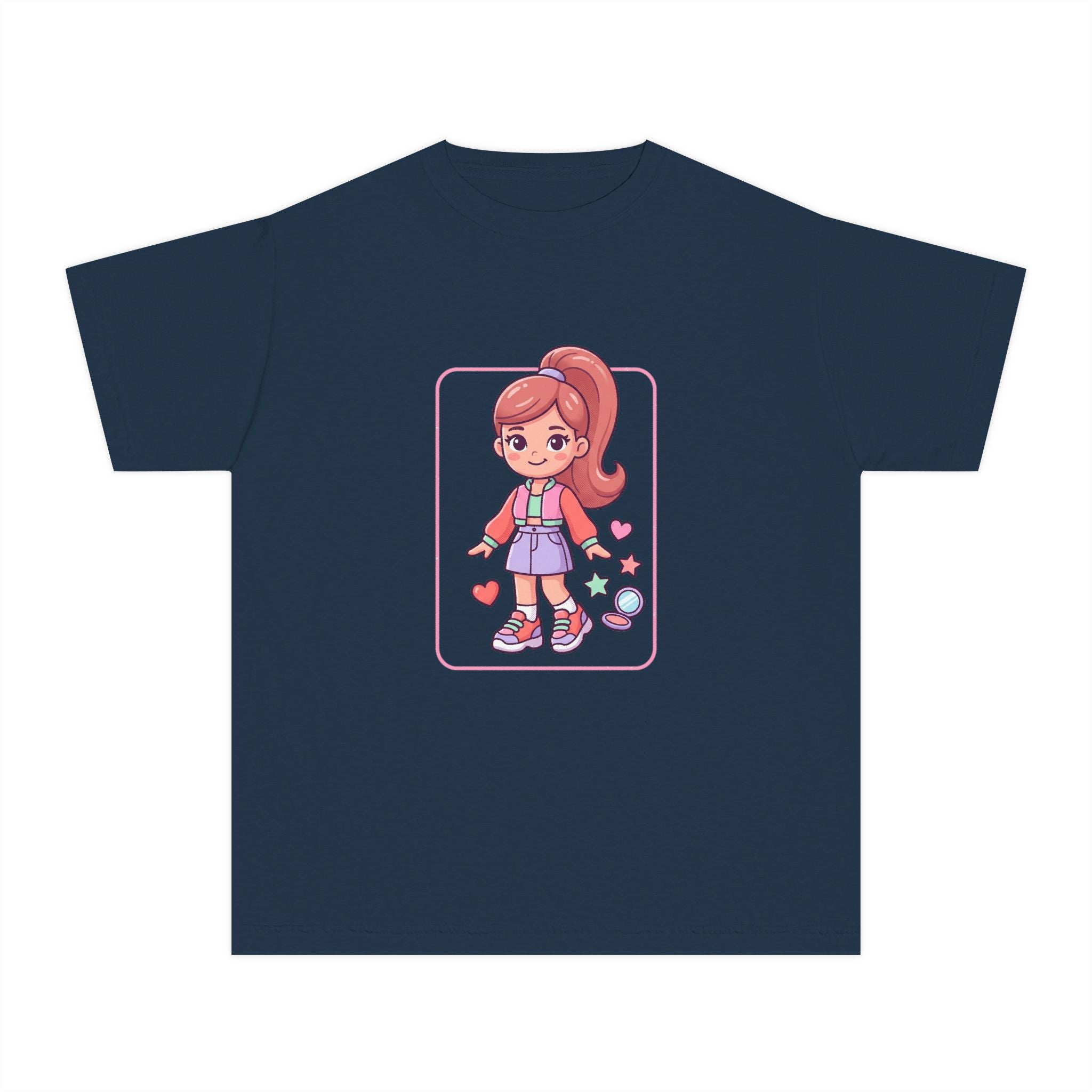 Cute Gamer Girl Youth Tee — Kawaii Cartoon Character Shirt for Kids