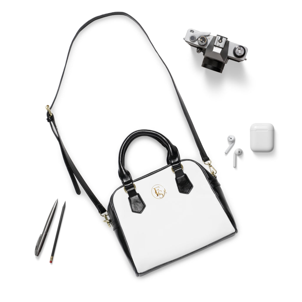Classic Two-Tone Shoulder Handbag — Elegant White & Black Satchel
