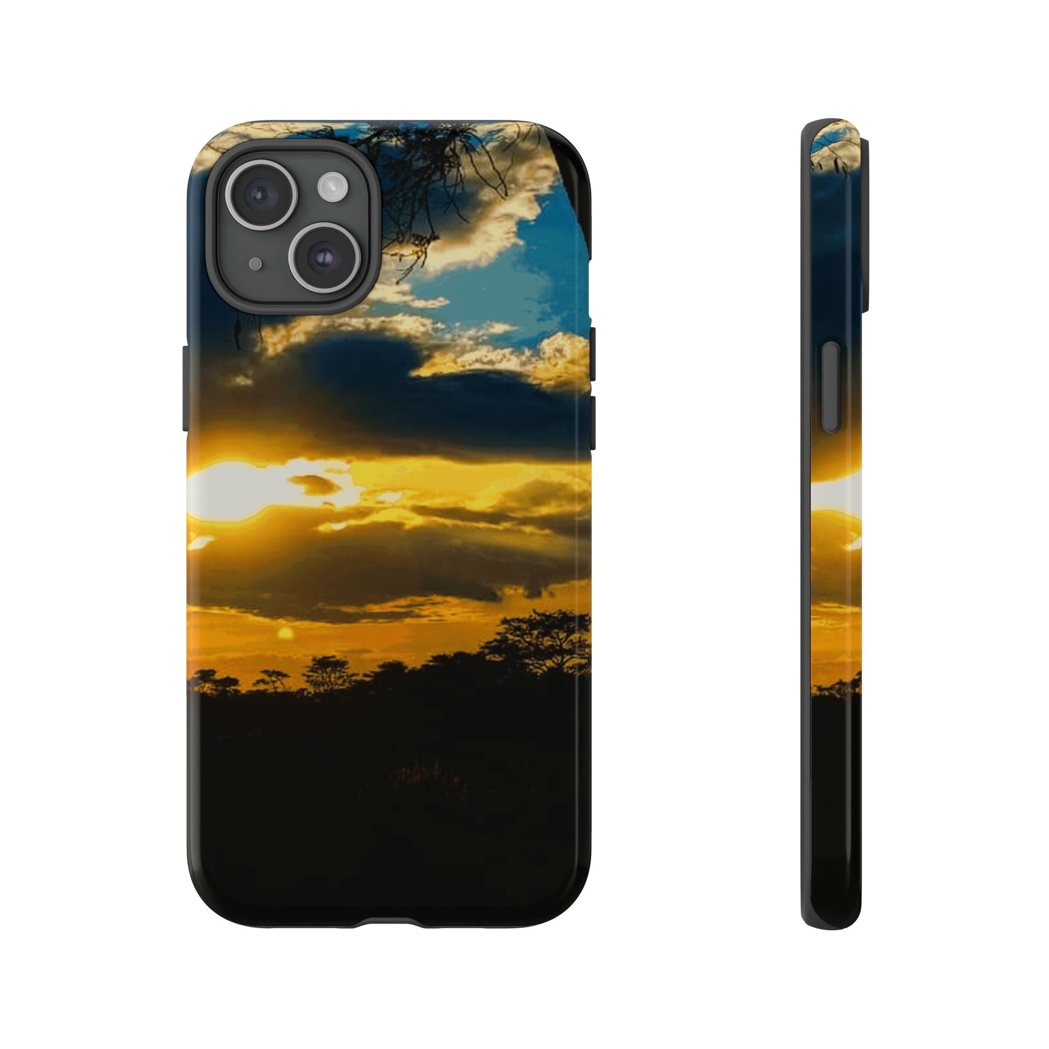 Sunset Sky Tough Phone Case – Durable Protective Phone Cover with Golden Clouds Design