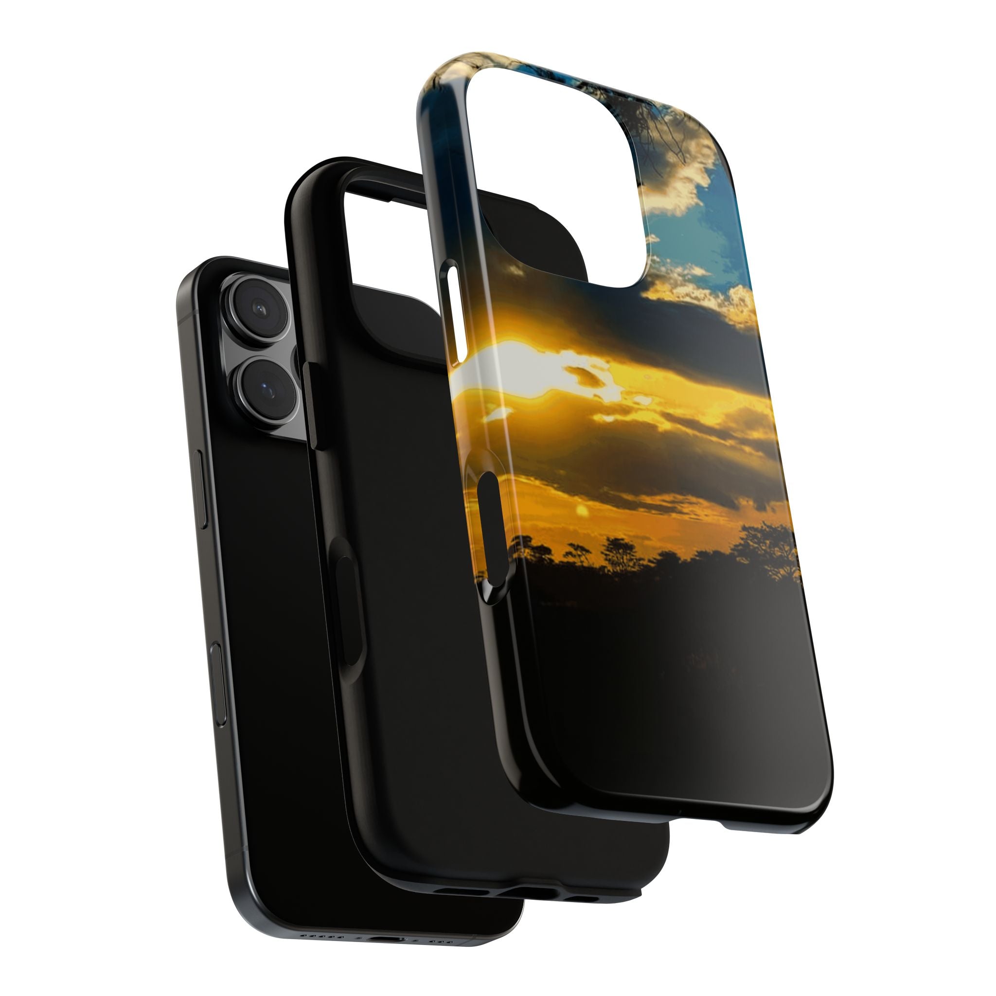 Sunset Sky Tough Phone Case – Durable Protective Phone Cover with Golden Clouds Design