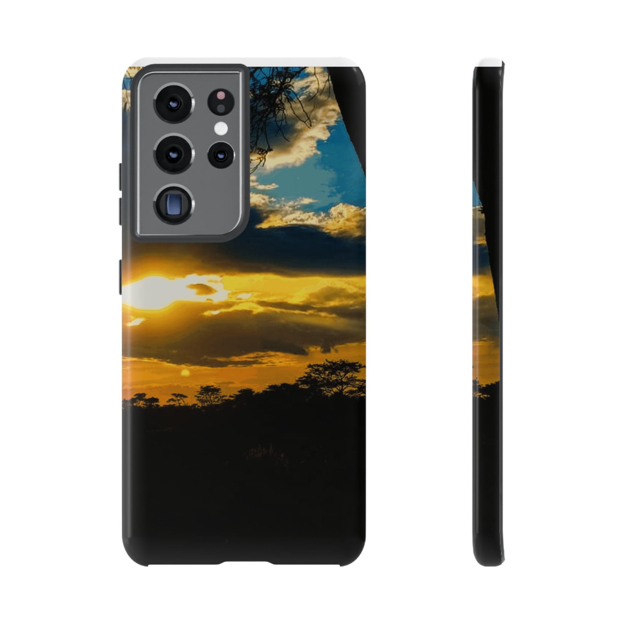 Sunset Sky Tough Phone Case – Durable Protective Phone Cover with Golden Clouds Design
