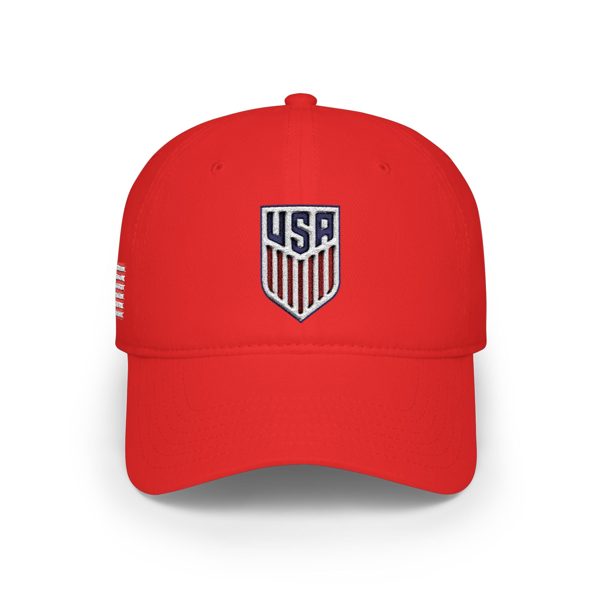 USA Shield Low Profile Baseball Cap – Patriotic Red Team Hat