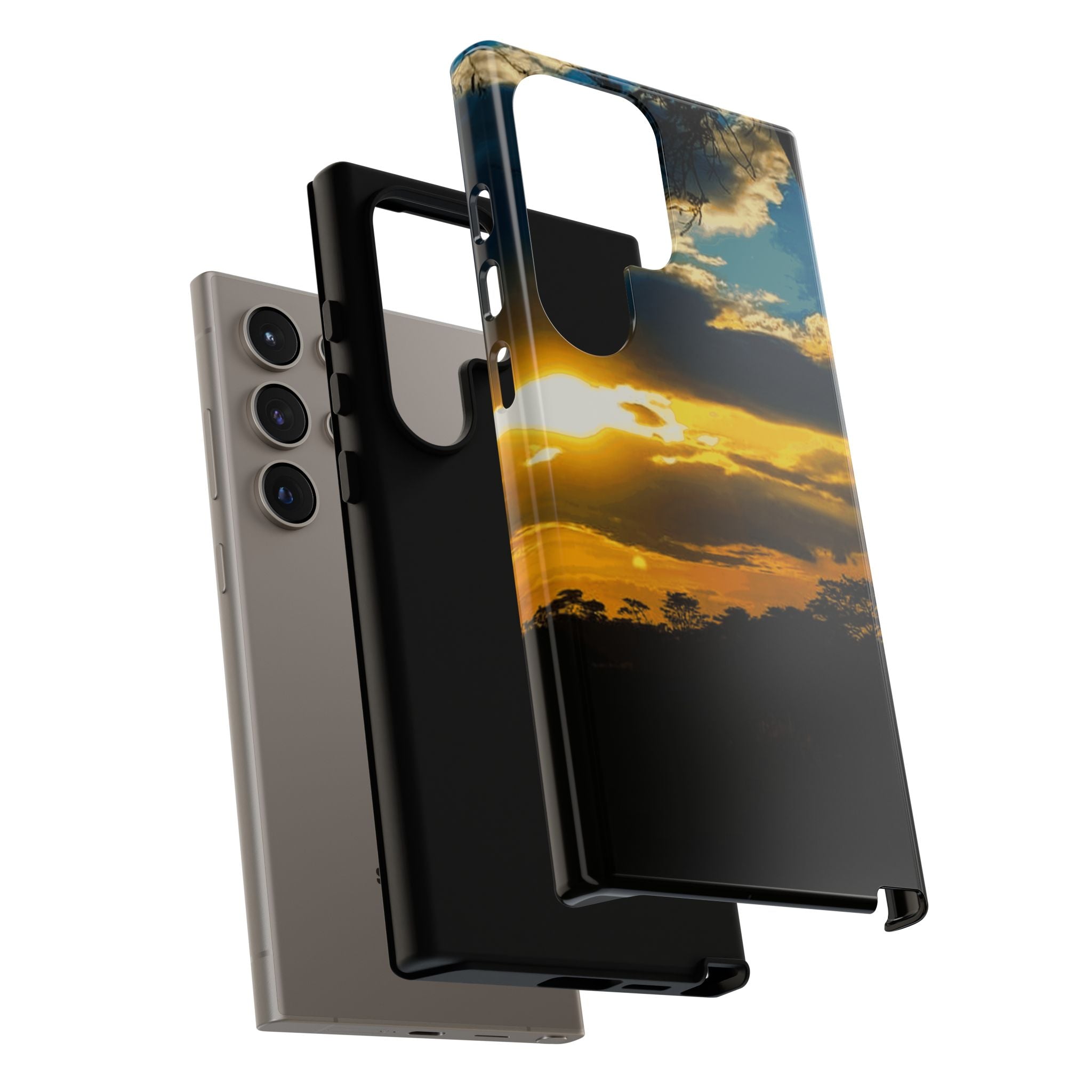 Sunset Sky Tough Phone Case – Durable Protective Phone Cover with Golden Clouds Design