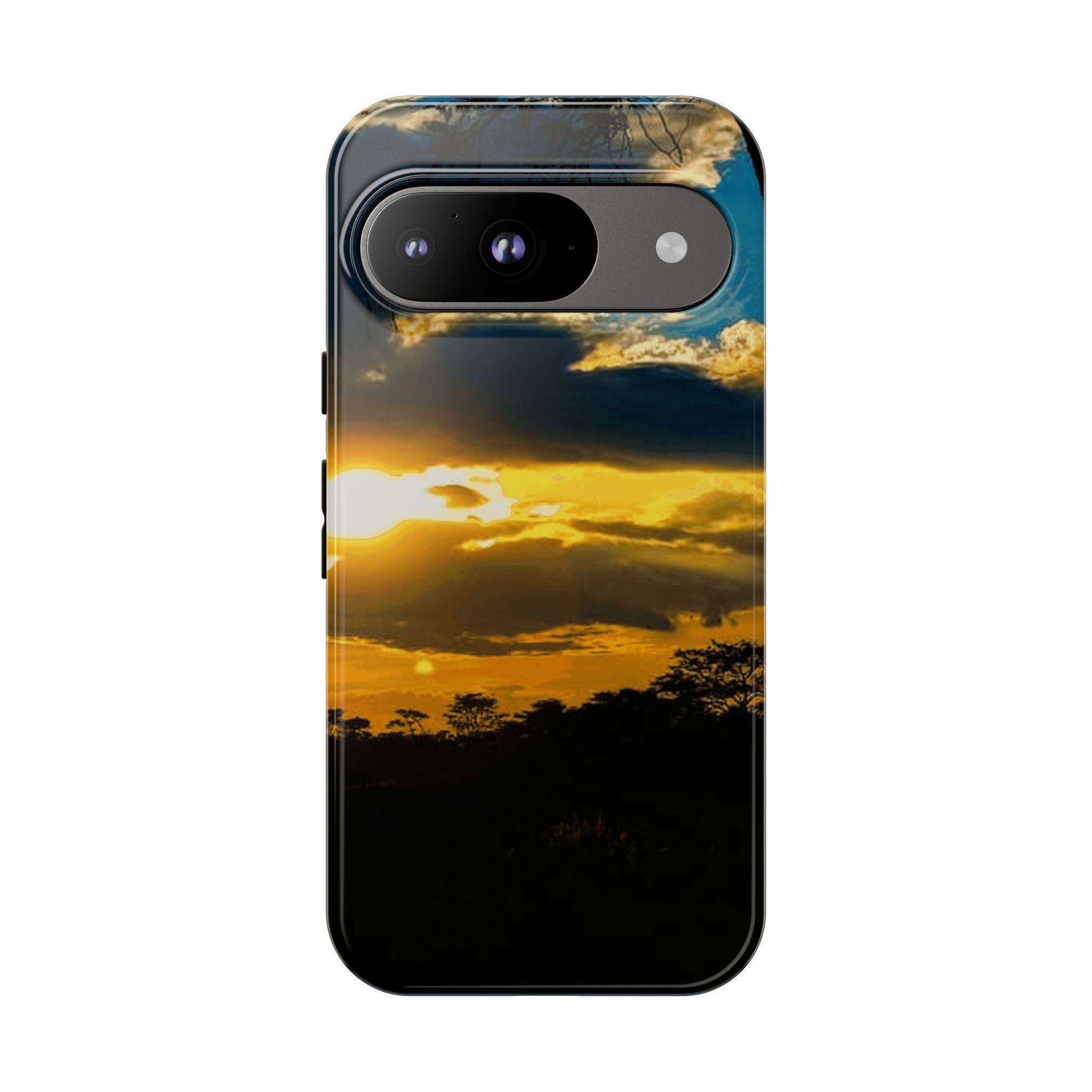 Sunset Sky Tough Phone Case – Durable Protective Phone Cover with Golden Clouds Design