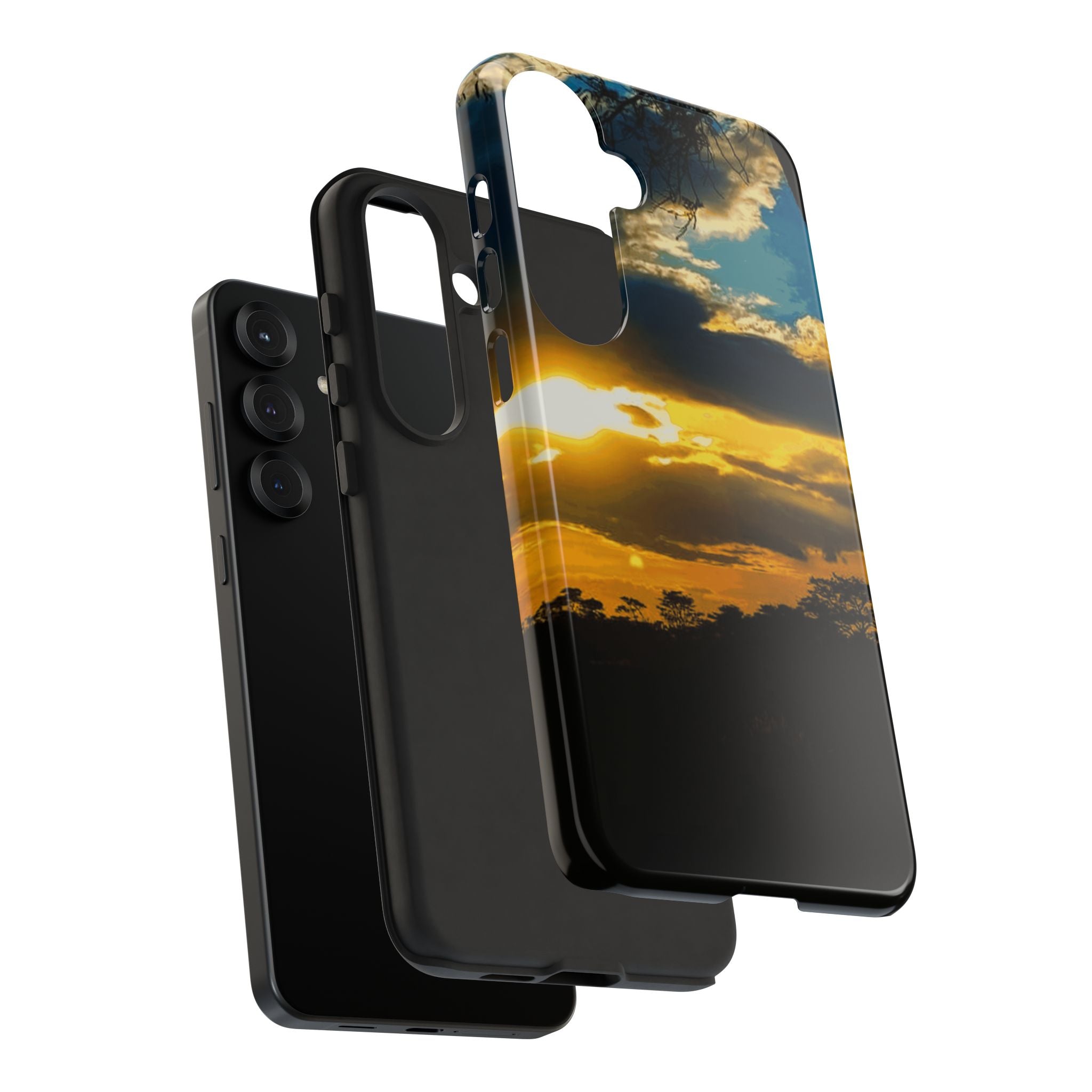Sunset Sky Tough Phone Case – Durable Protective Phone Cover with Golden Clouds Design