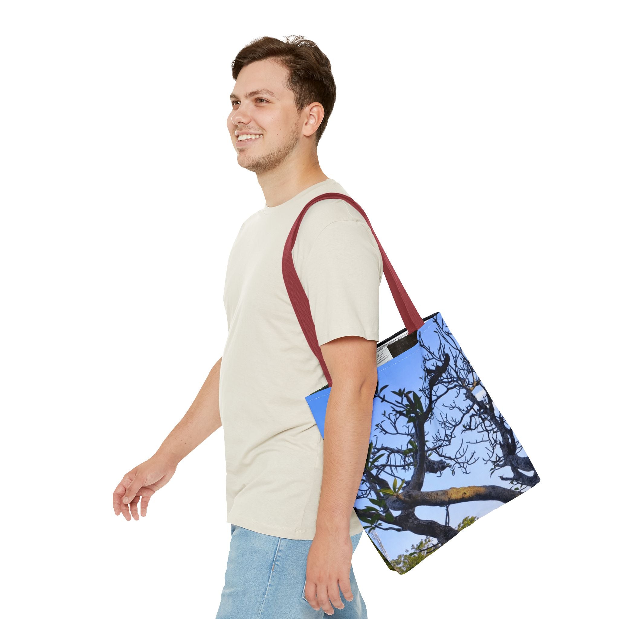 Nature Photo Tote Bag – Scenic Tree & Waterfall All-Over Print