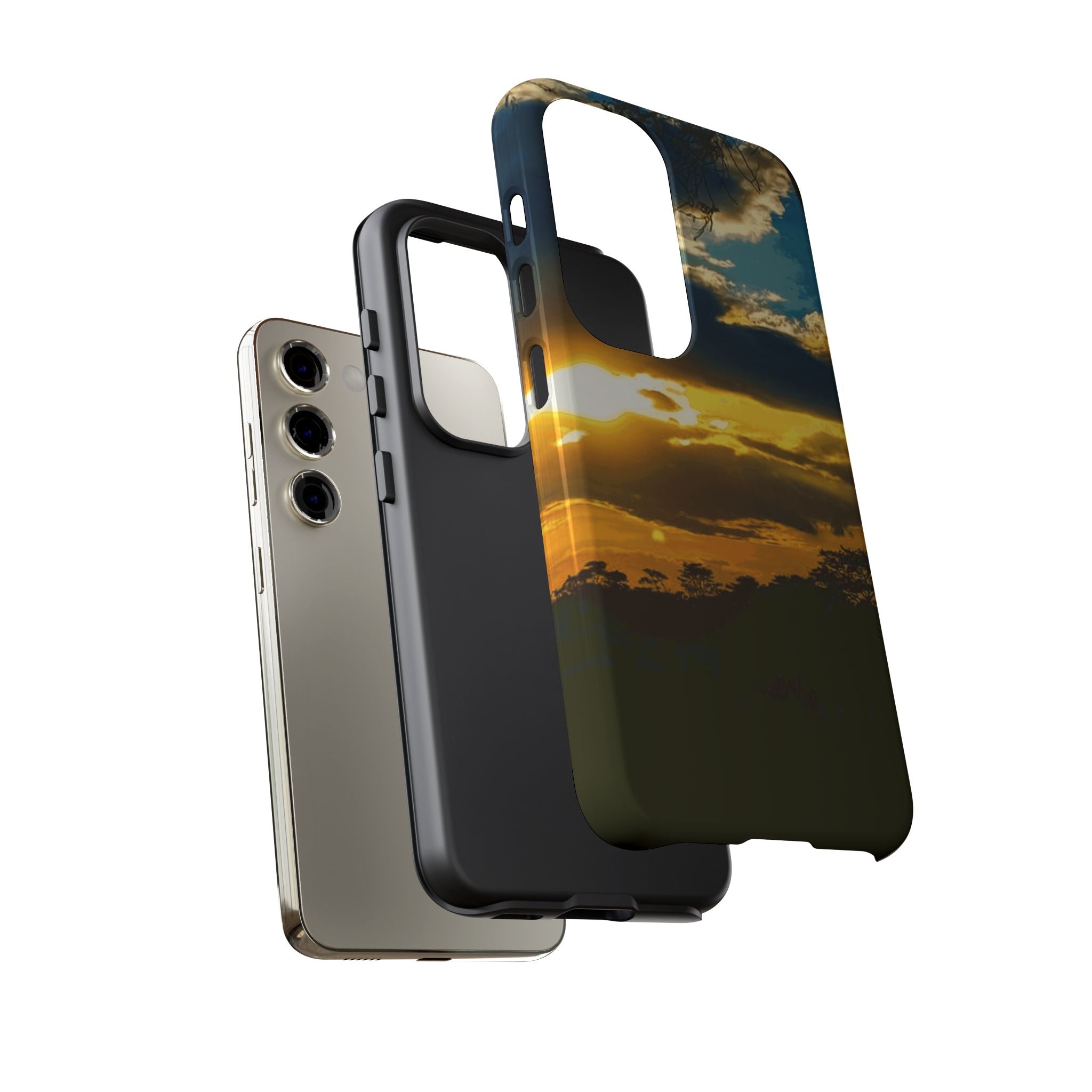 Sunset Sky Tough Phone Case – Durable Protective Phone Cover with Golden Clouds Design