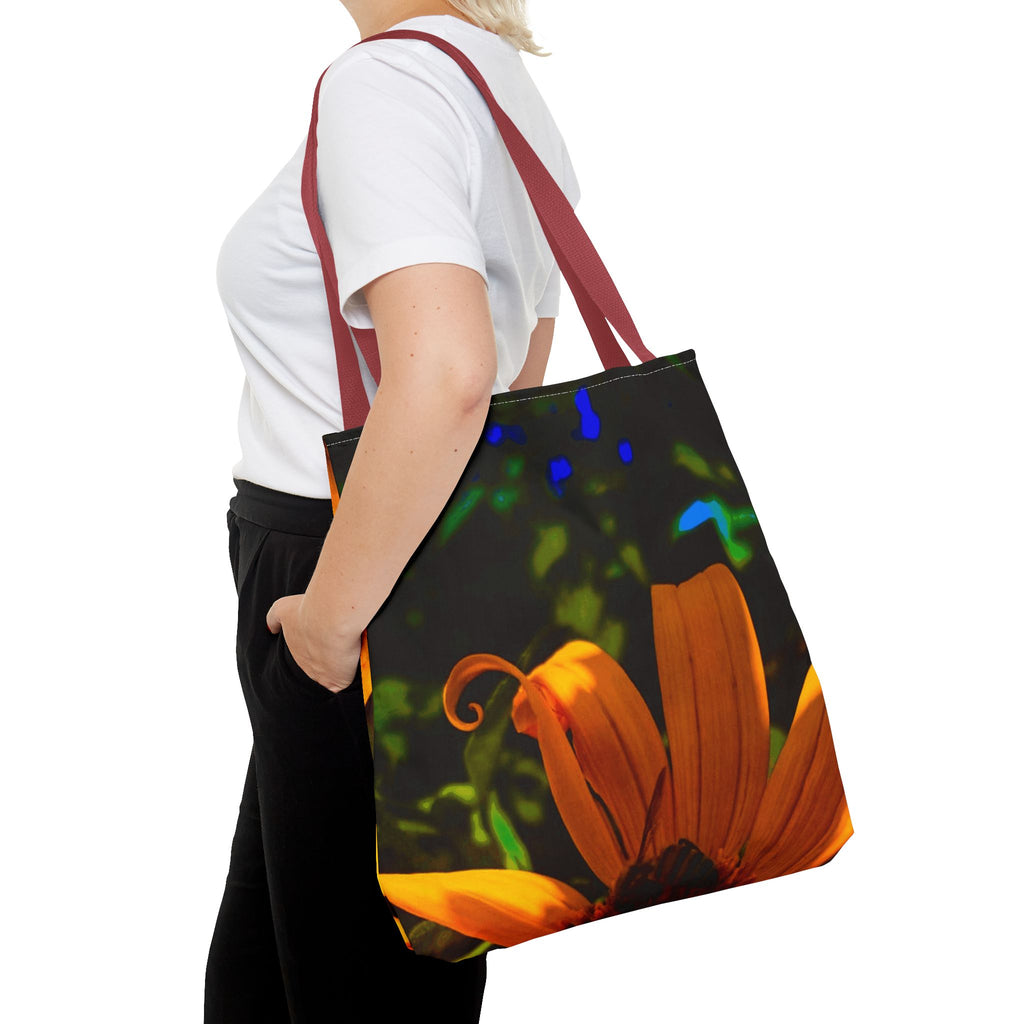 Floral Sunset Tote Bag — Vibrant Orange Daisy All-Over Print
