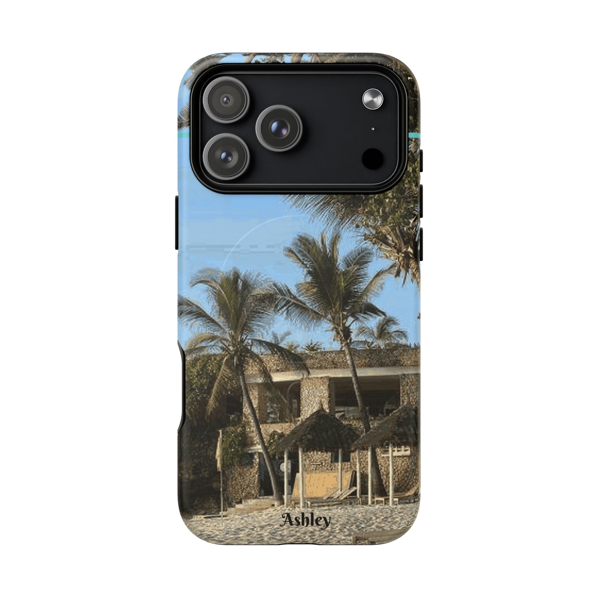 Tropical Palm Beach Magnetic Phone Case — Customizable 'Ashley' Seaside Design