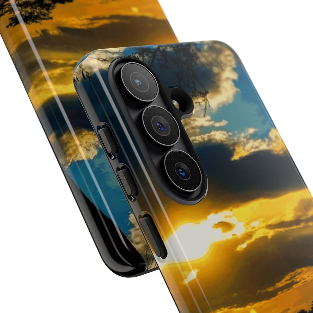 Sunset Sky Tough Phone Case – Durable Protective Phone Cover with Golden Clouds Design