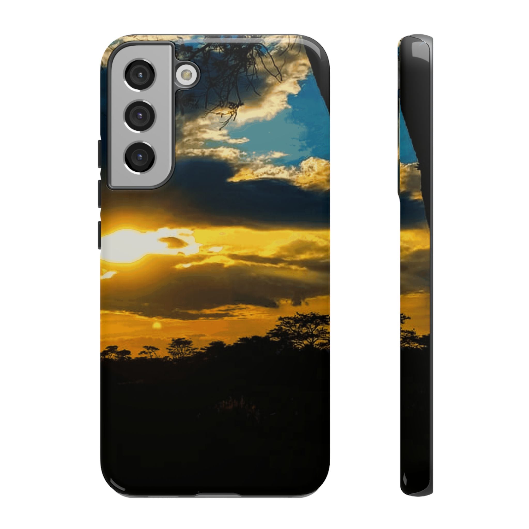 Sunset Sky Tough Phone Case – Durable Protective Phone Cover with Golden Clouds Design