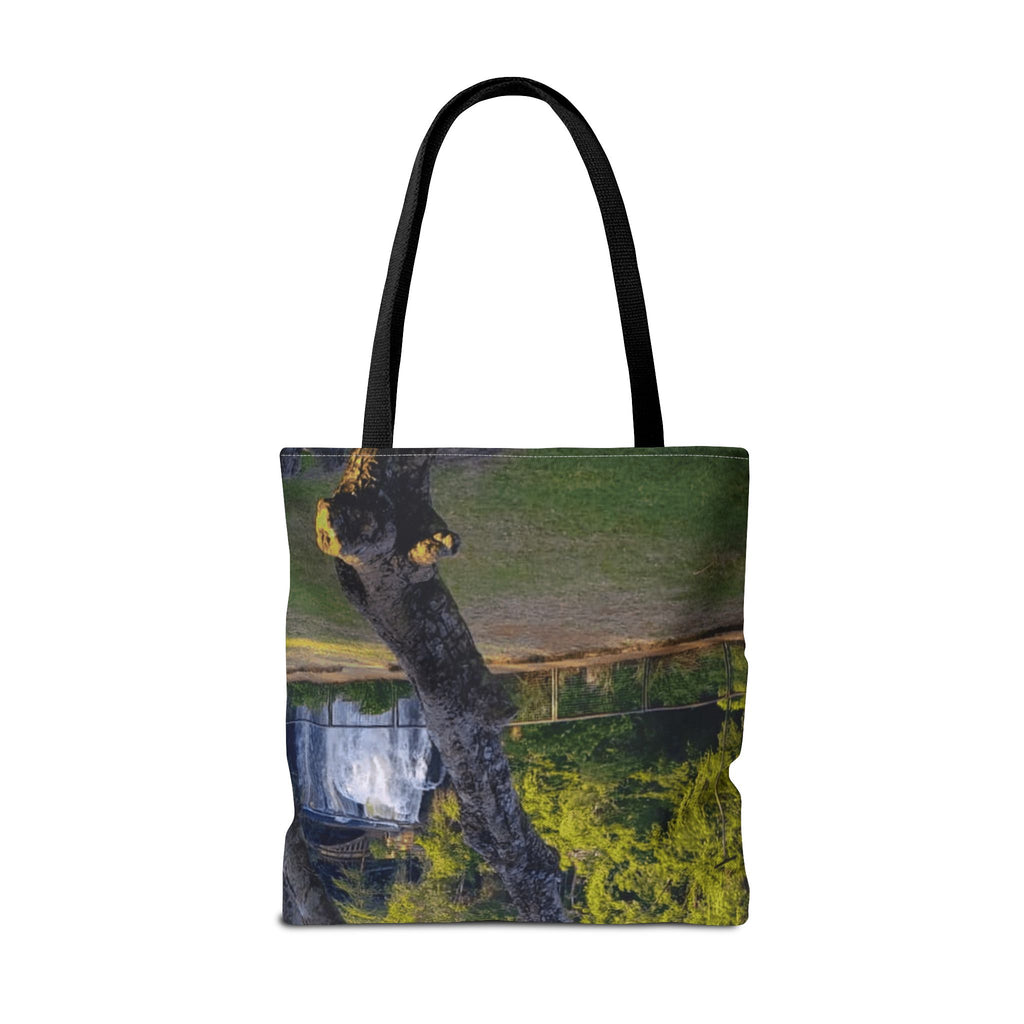 Nature Photo Tote Bag – Scenic Tree & Waterfall All-Over Print