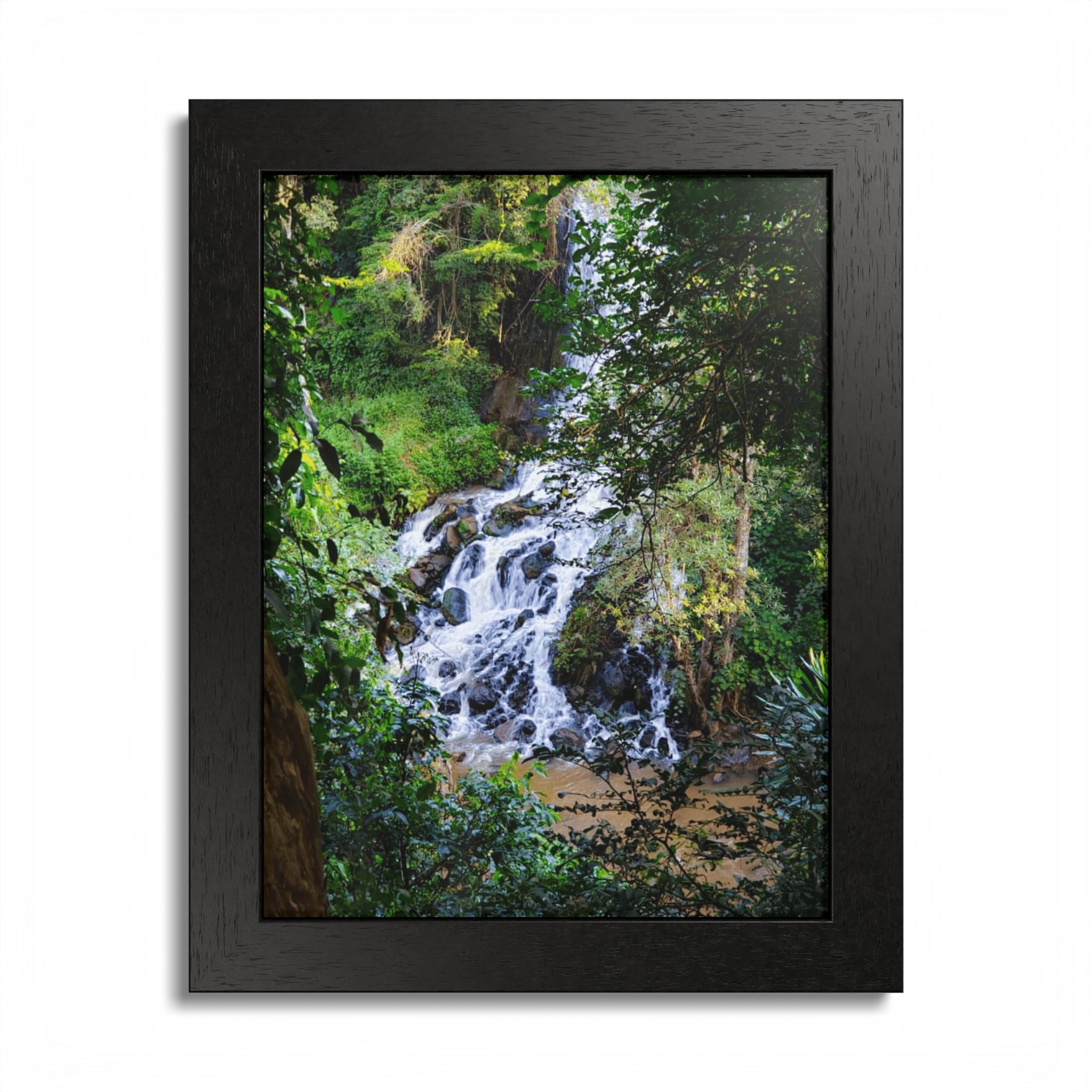 Waterfall Framed Poster — Lush Forest Nature Wall Art