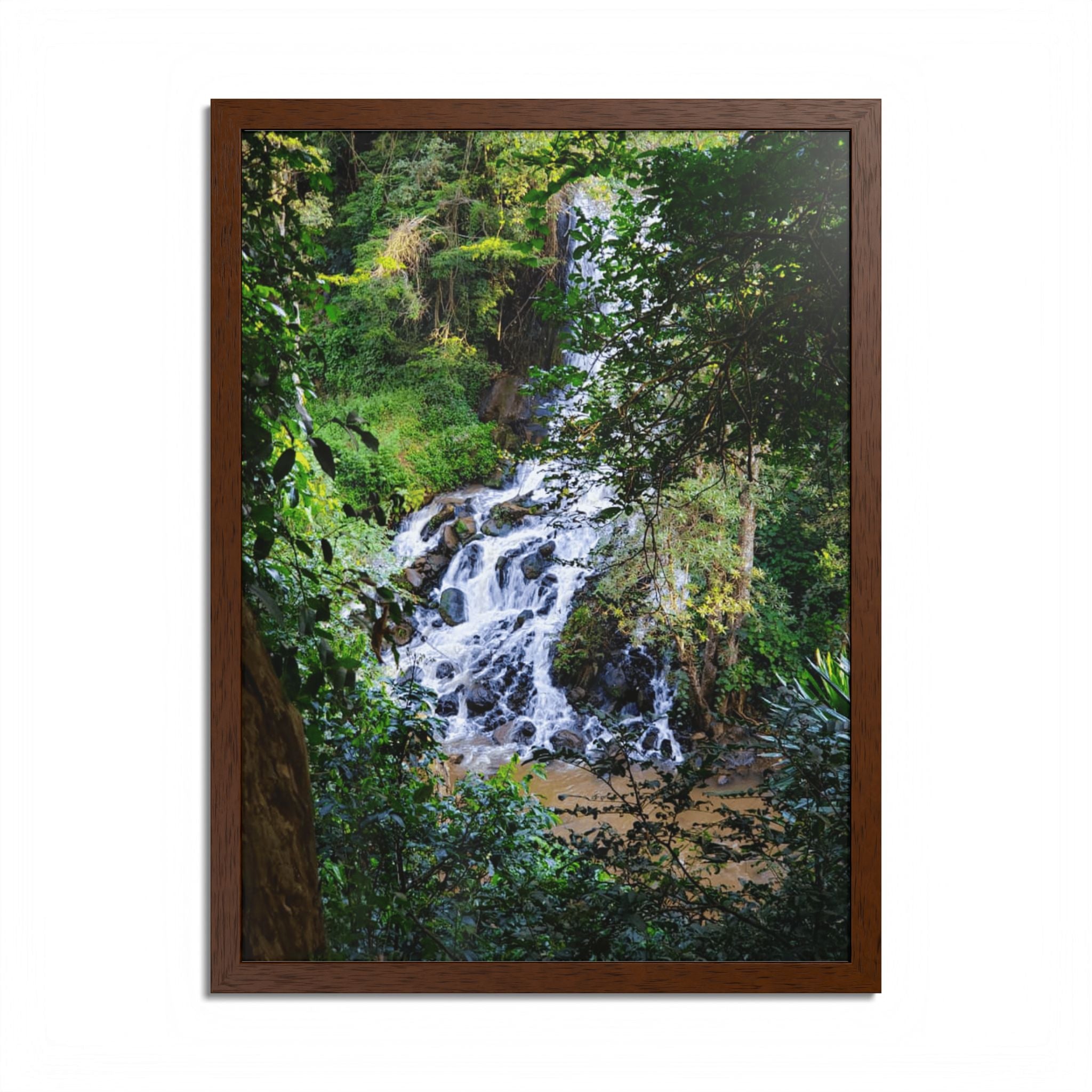Waterfall Framed Poster — Lush Forest Nature Wall Art