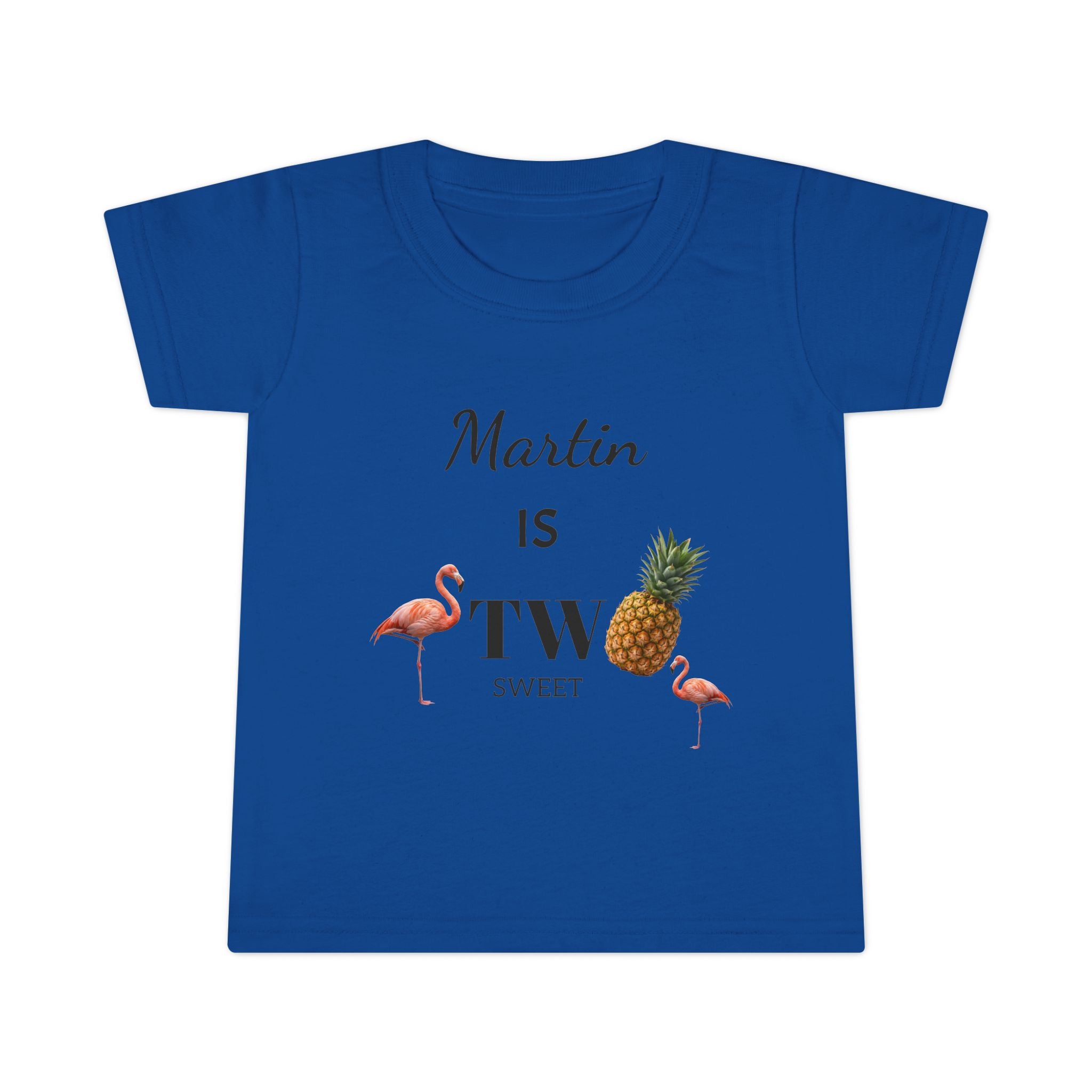 Toddler T-Shirt — "Martin is Two" Pineapple & Flamingo 2nd Birthday Tee