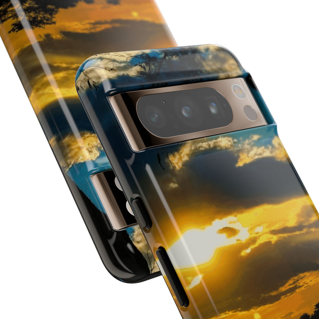 Sunset Sky Tough Phone Case – Durable Protective Phone Cover with Golden Clouds Design