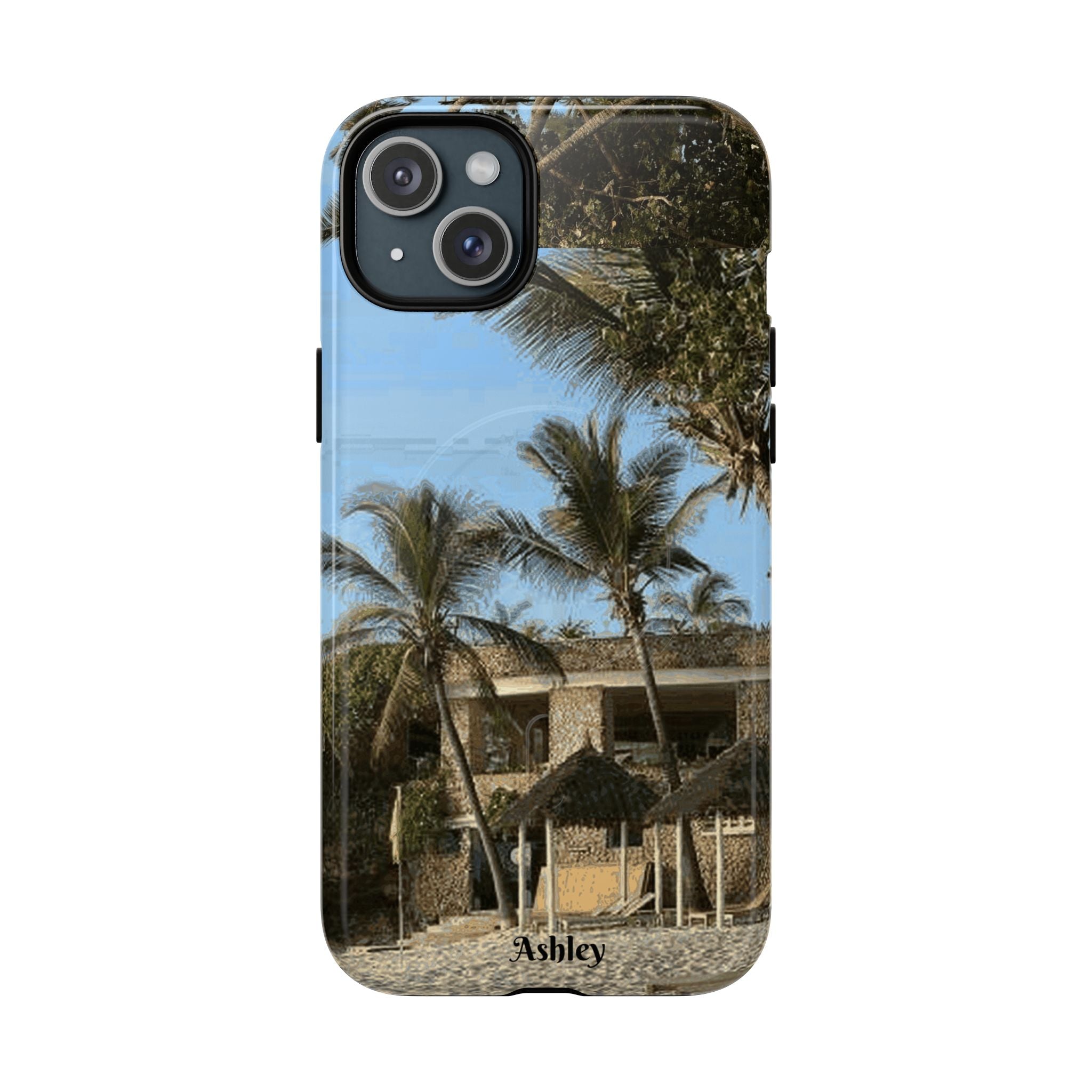 Tropical Palm Beach Magnetic Phone Case — Customizable 'Ashley' Seaside Design