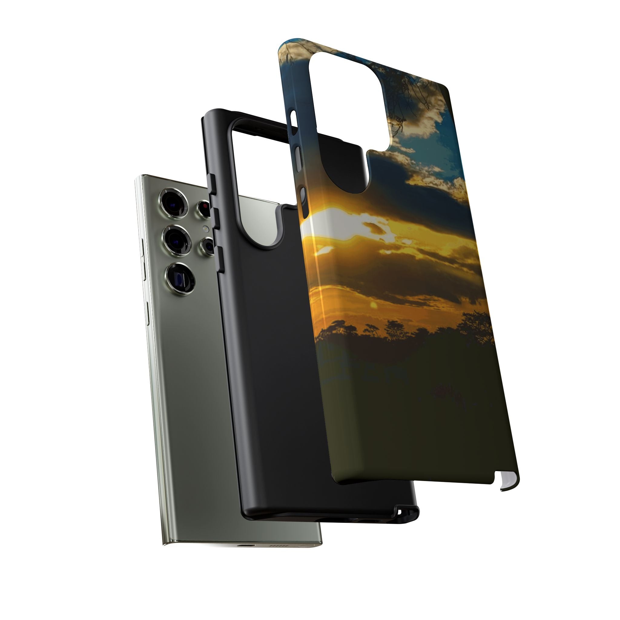 Sunset Sky Tough Phone Case – Durable Protective Phone Cover with Golden Clouds Design