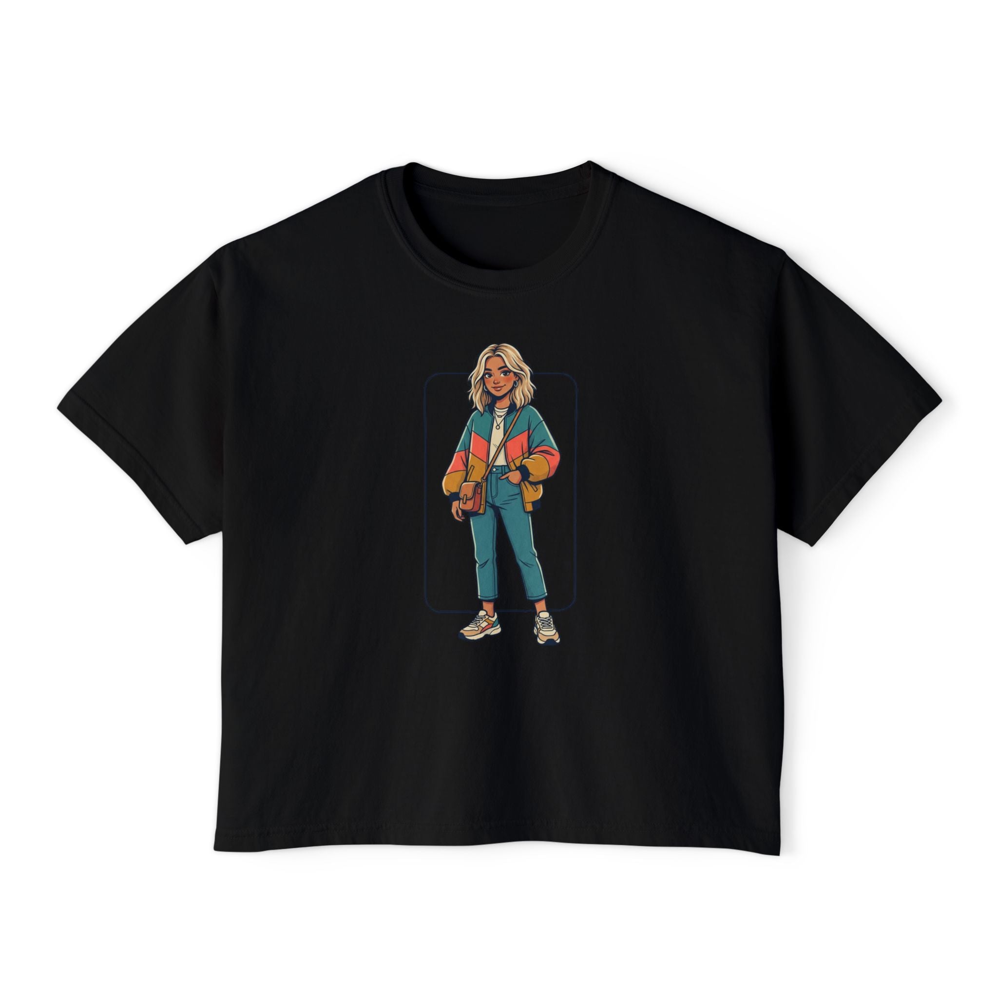 Boxy Tee — Retro Street Style Girl Graphic Shirt