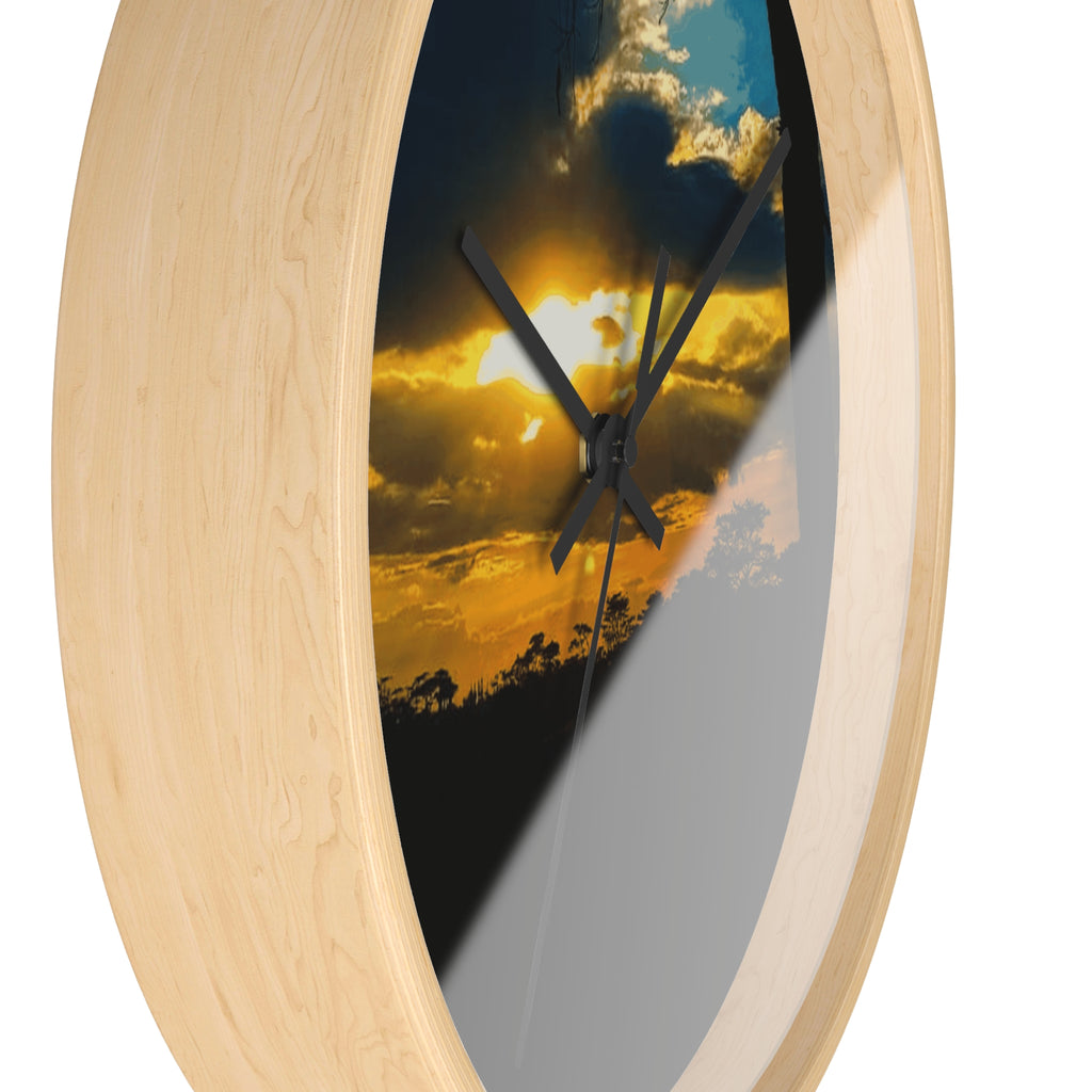 Sunset Silhouette Wall Clock — Golden Sky Decorative Clock