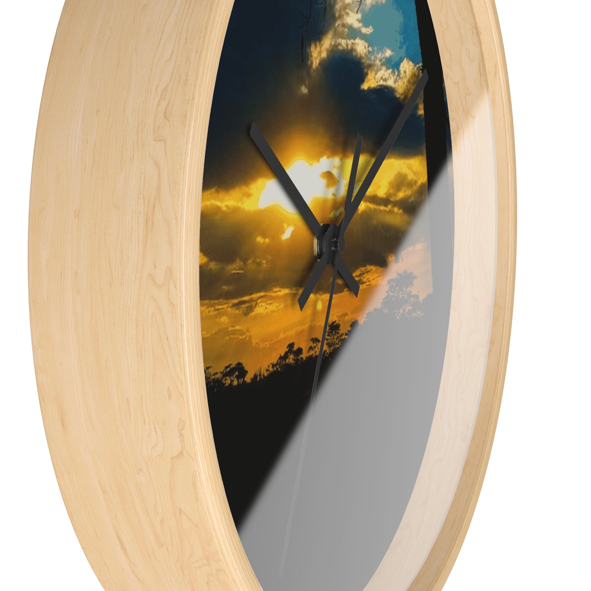 Sunset Silhouette Wall Clock — Golden Sky Decorative Clock