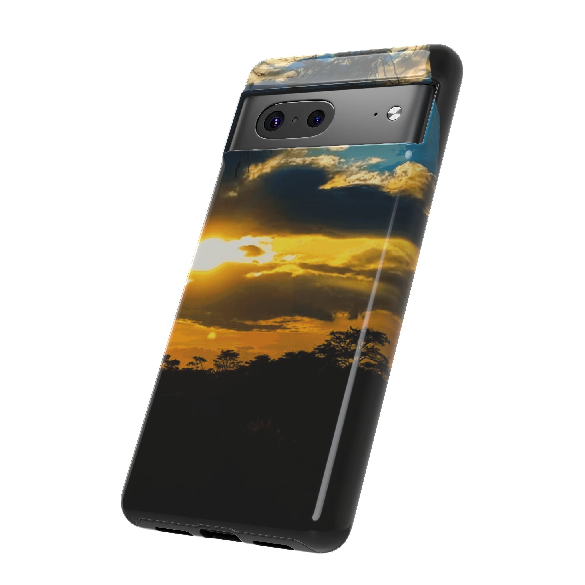 Sunset Sky Tough Phone Case – Durable Protective Phone Cover with Golden Clouds Design