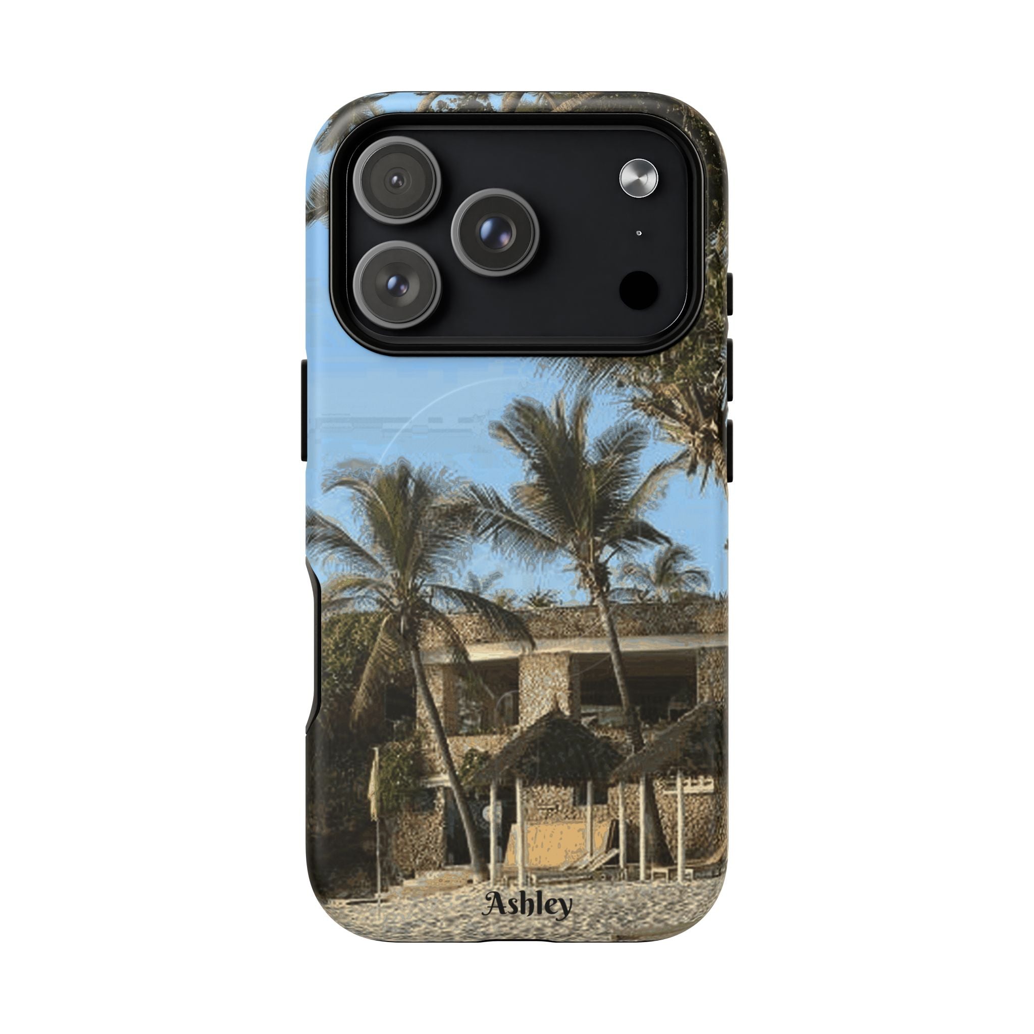 Tropical Palm Beach Magnetic Phone Case — Customizable 'Ashley' Seaside Design