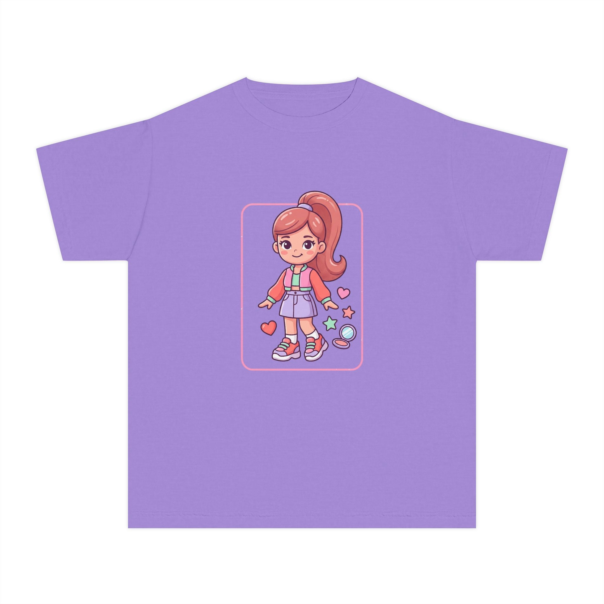 Cute Gamer Girl Youth Tee — Kawaii Cartoon Character Shirt for Kids