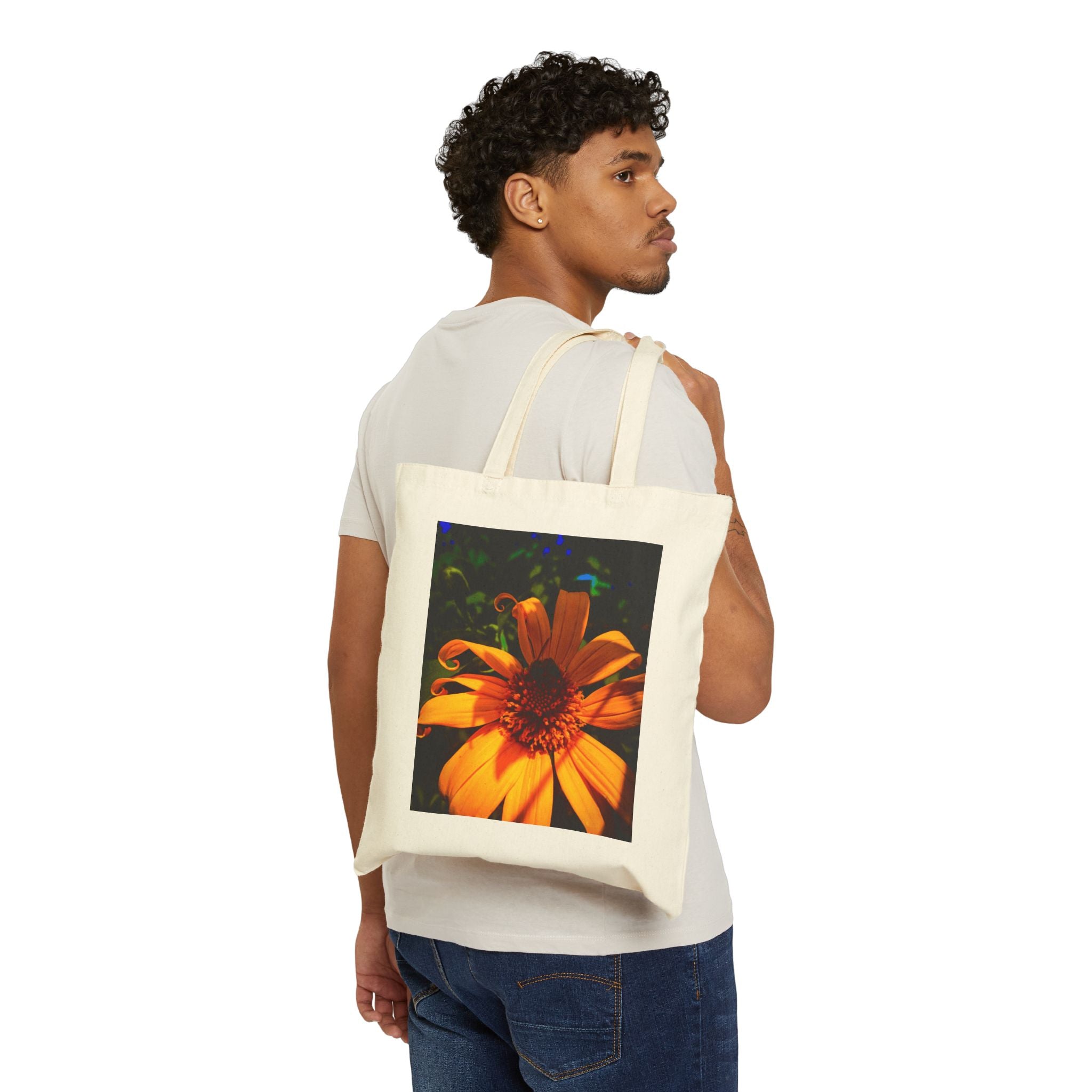Tote Bag — Vibrant Orange Daisy Floral Canvas Tote (Eco-Friendly Beach & Market Bag)