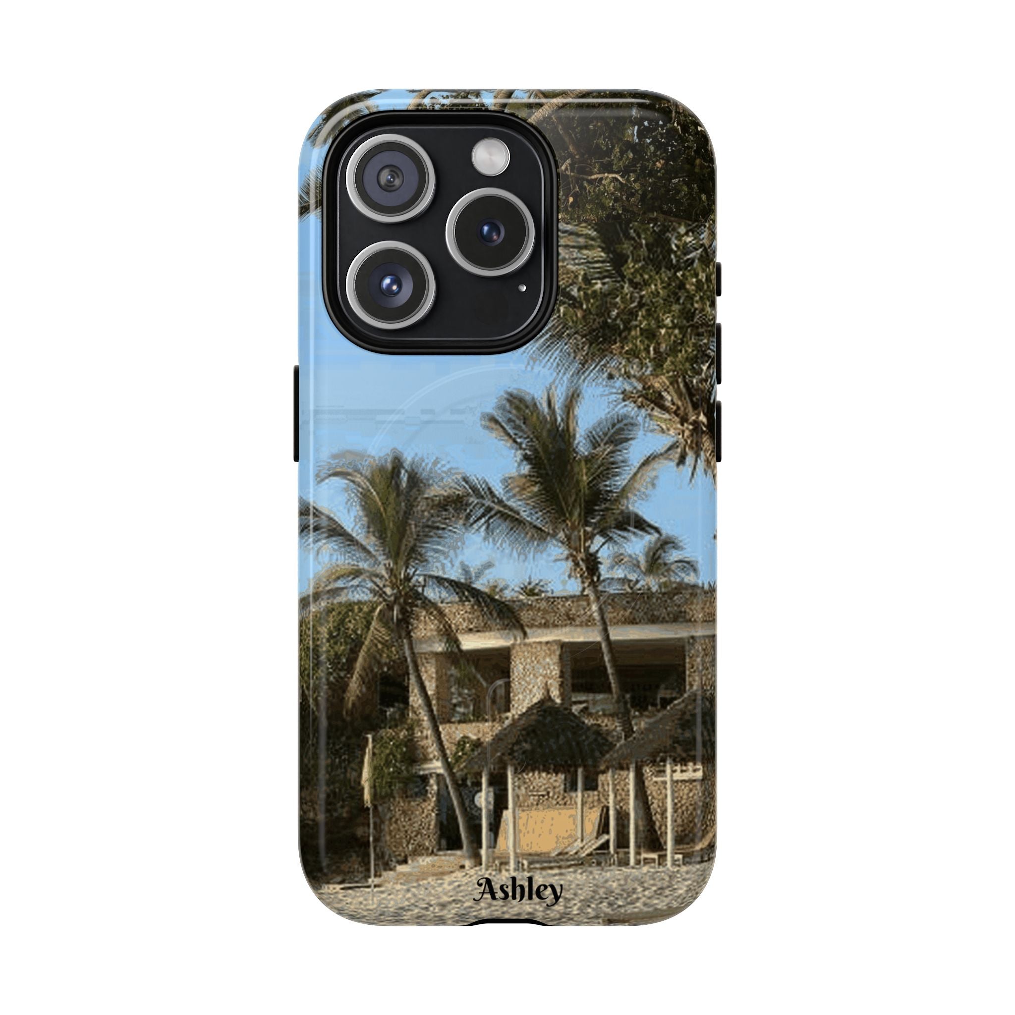 Tropical Palm Beach Magnetic Phone Case — Customizable 'Ashley' Seaside Design