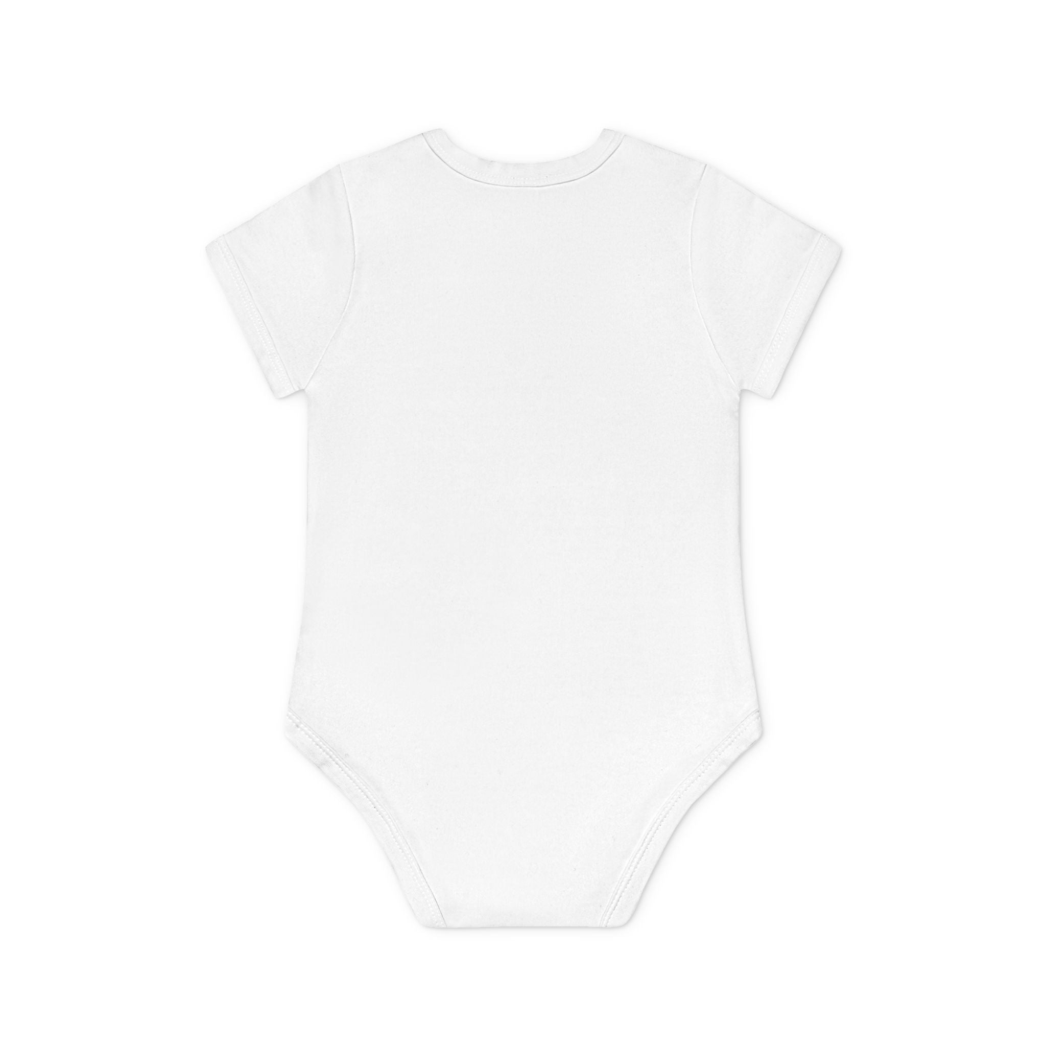 Baby Bodysuit — Black Cat Holding Heart "You're Purrfect" (Organic Short Sleeve)