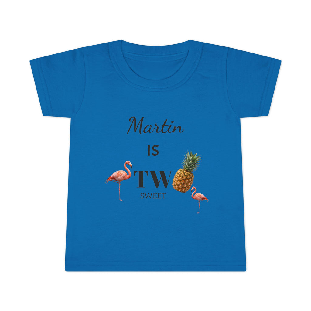 Toddler T-Shirt — "Martin is Two" Pineapple & Flamingo 2nd Birthday Tee