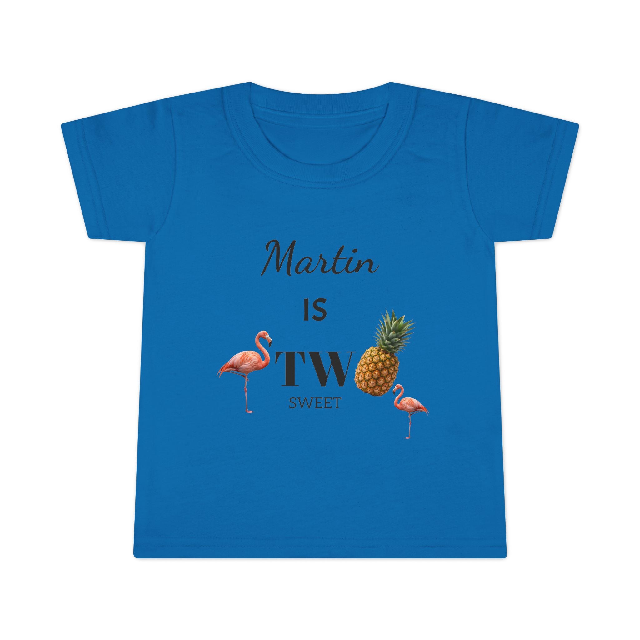 Toddler T-Shirt — "Martin is Two" Pineapple & Flamingo 2nd Birthday Tee