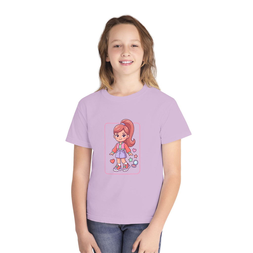 Cute Gamer Girl Youth Tee — Kawaii Cartoon Character Shirt for Kids