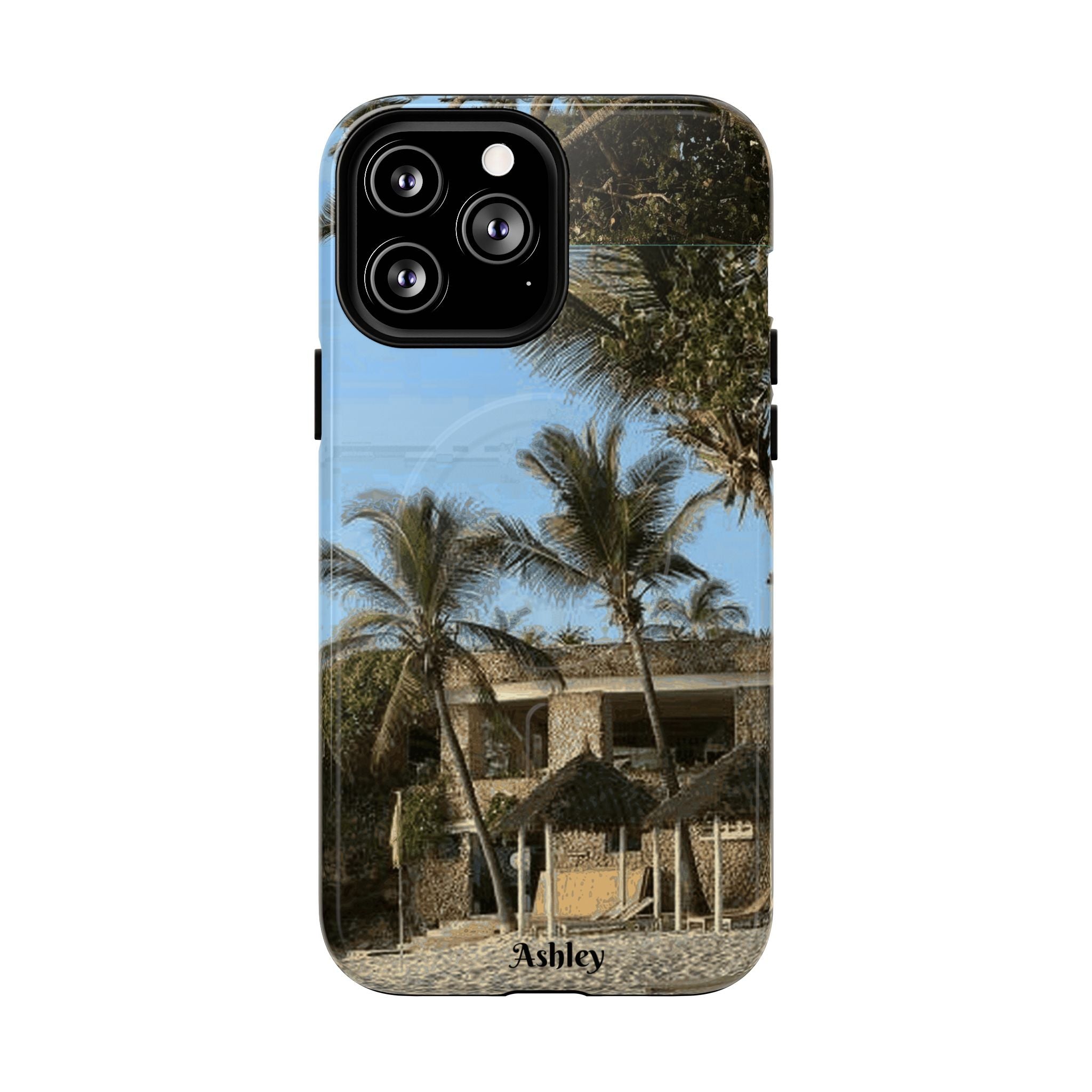Tropical Palm Beach Magnetic Phone Case — Customizable 'Ashley' Seaside Design