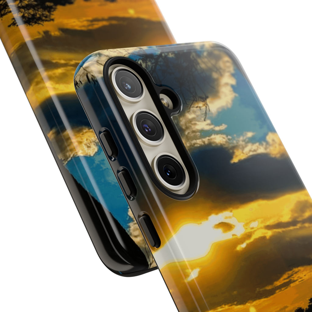 Sunset Sky Tough Phone Case – Durable Protective Phone Cover with Golden Clouds Design