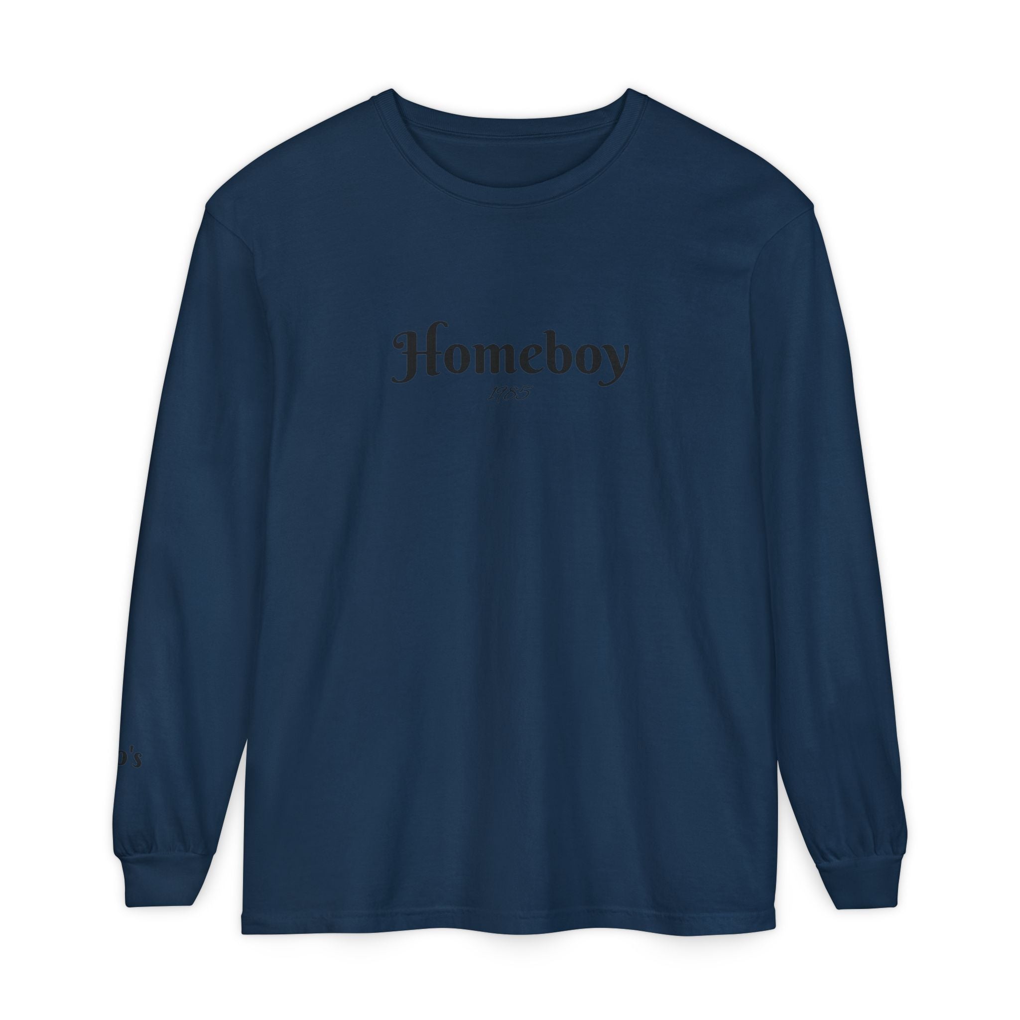 Homeboy Long Sleeve Tee — Vintage Script Logo White Shirt