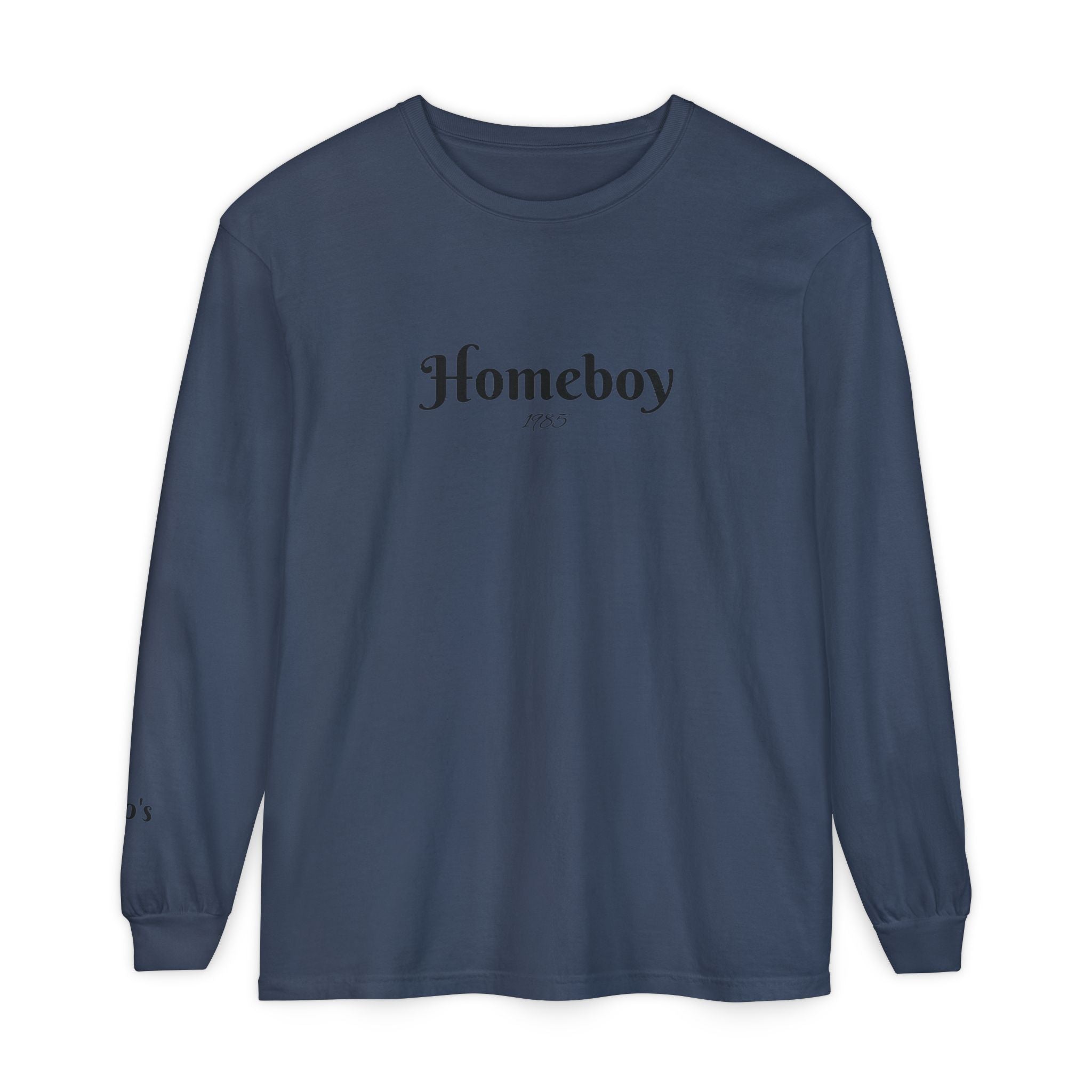 Homeboy Long Sleeve Tee — Vintage Script Logo White Shirt