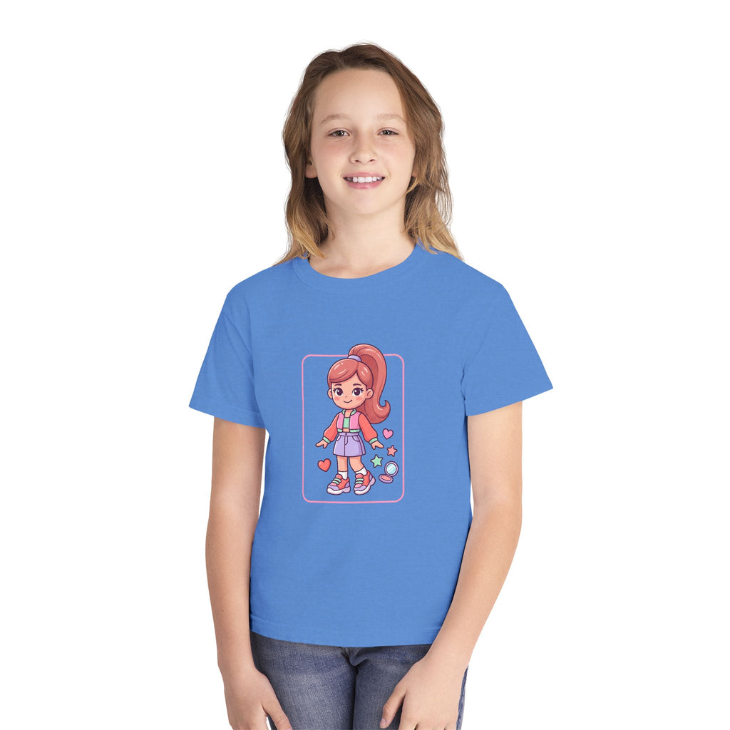 Cute Gamer Girl Youth Tee — Kawaii Cartoon Character Shirt for Kids