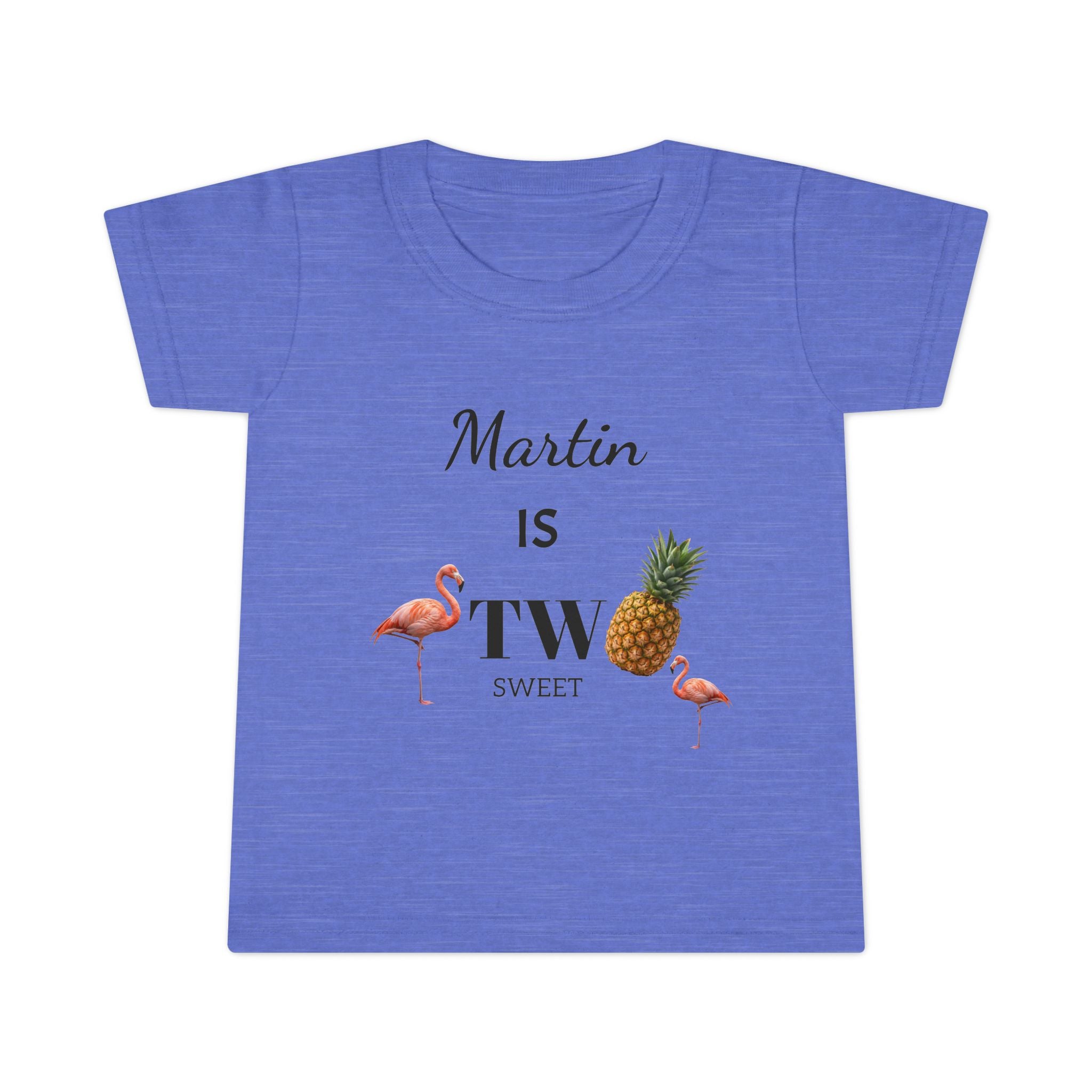 Toddler T-Shirt — "Martin is Two" Pineapple & Flamingo 2nd Birthday Tee