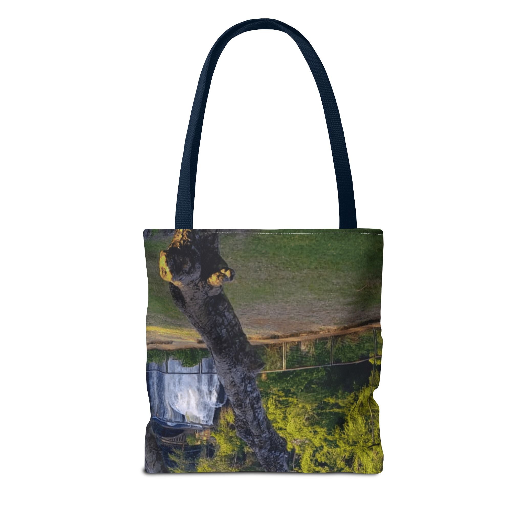 Nature Photo Tote Bag – Scenic Tree & Waterfall All-Over Print