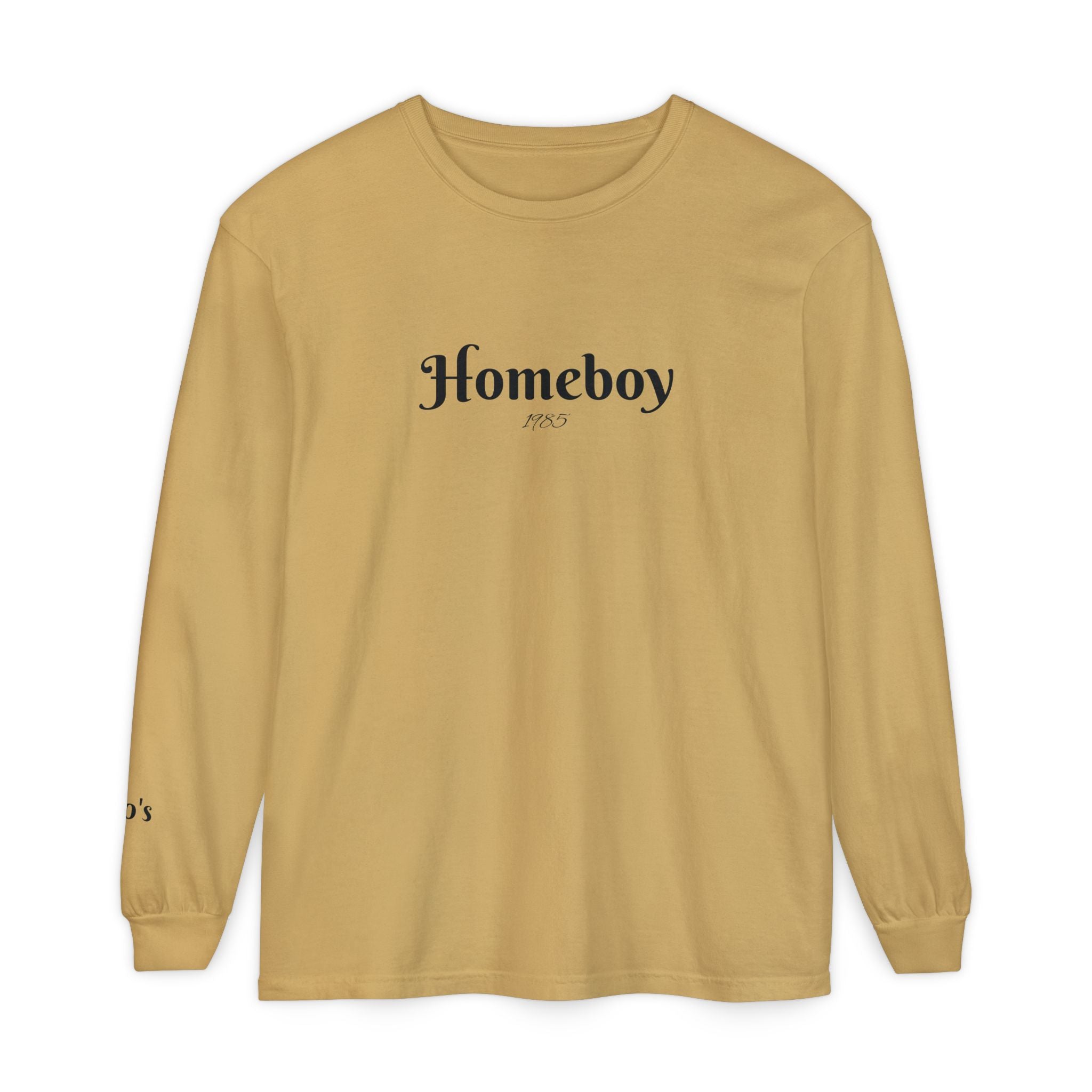 Homeboy Long Sleeve Tee — Vintage Script Logo White Shirt