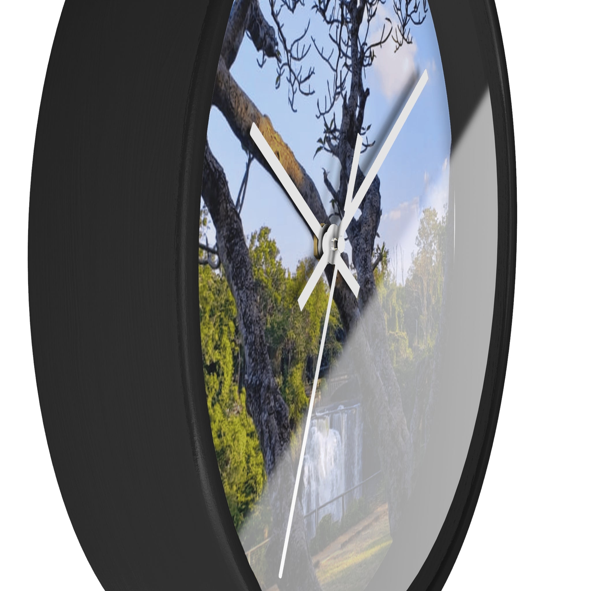 Waterfall Landscape Wall Clock — Scenic Tree View Clock for Home Decor