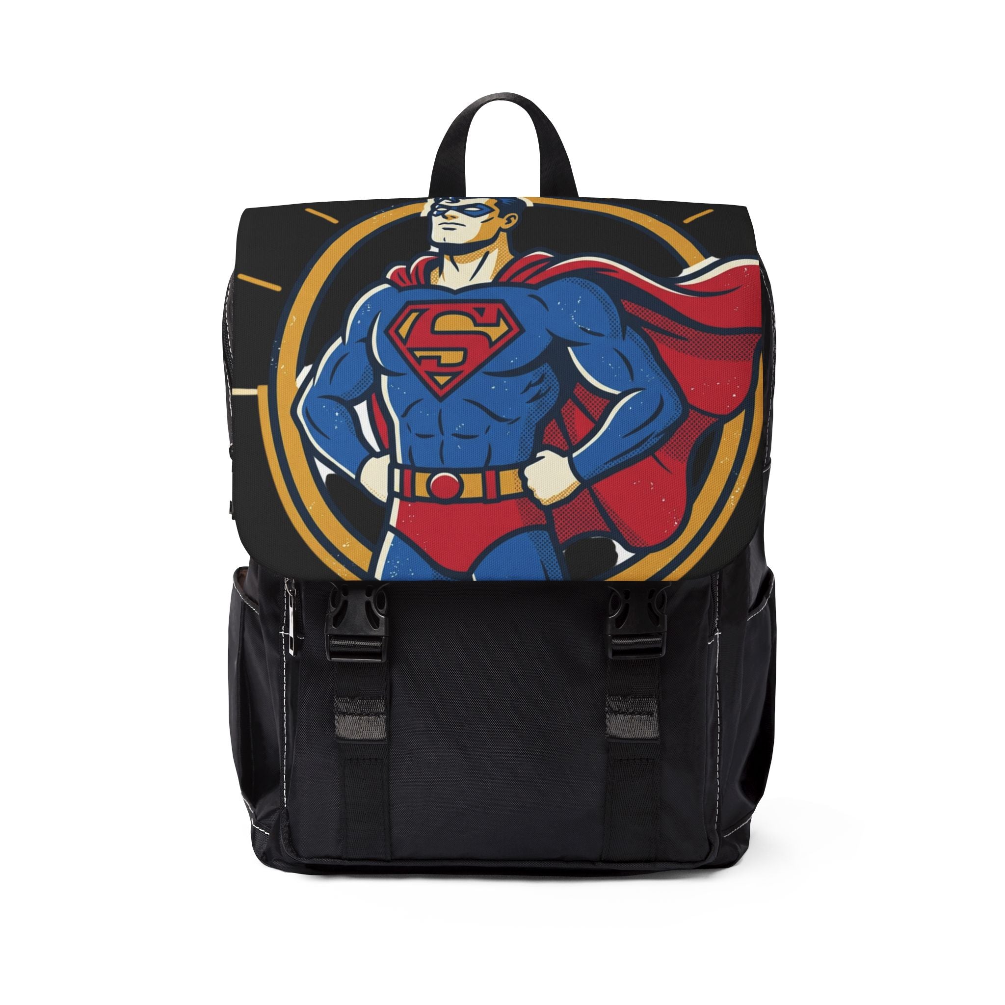 Superhero Graphic Backpack — Classic Caped Hero Design