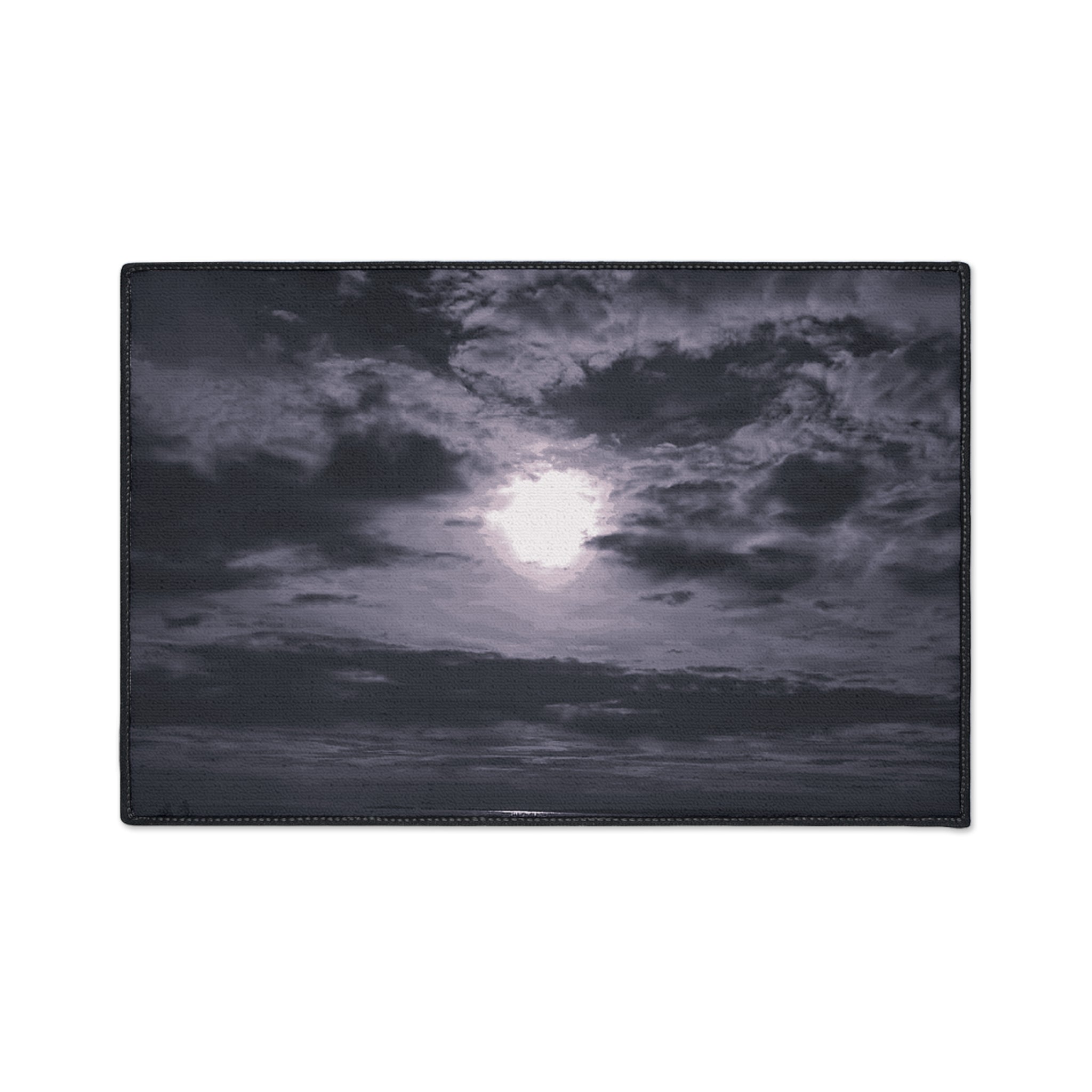 Moonlit Ocean Heavy Duty Floor Mat — Dramatic Black & White Seascape Door Mat